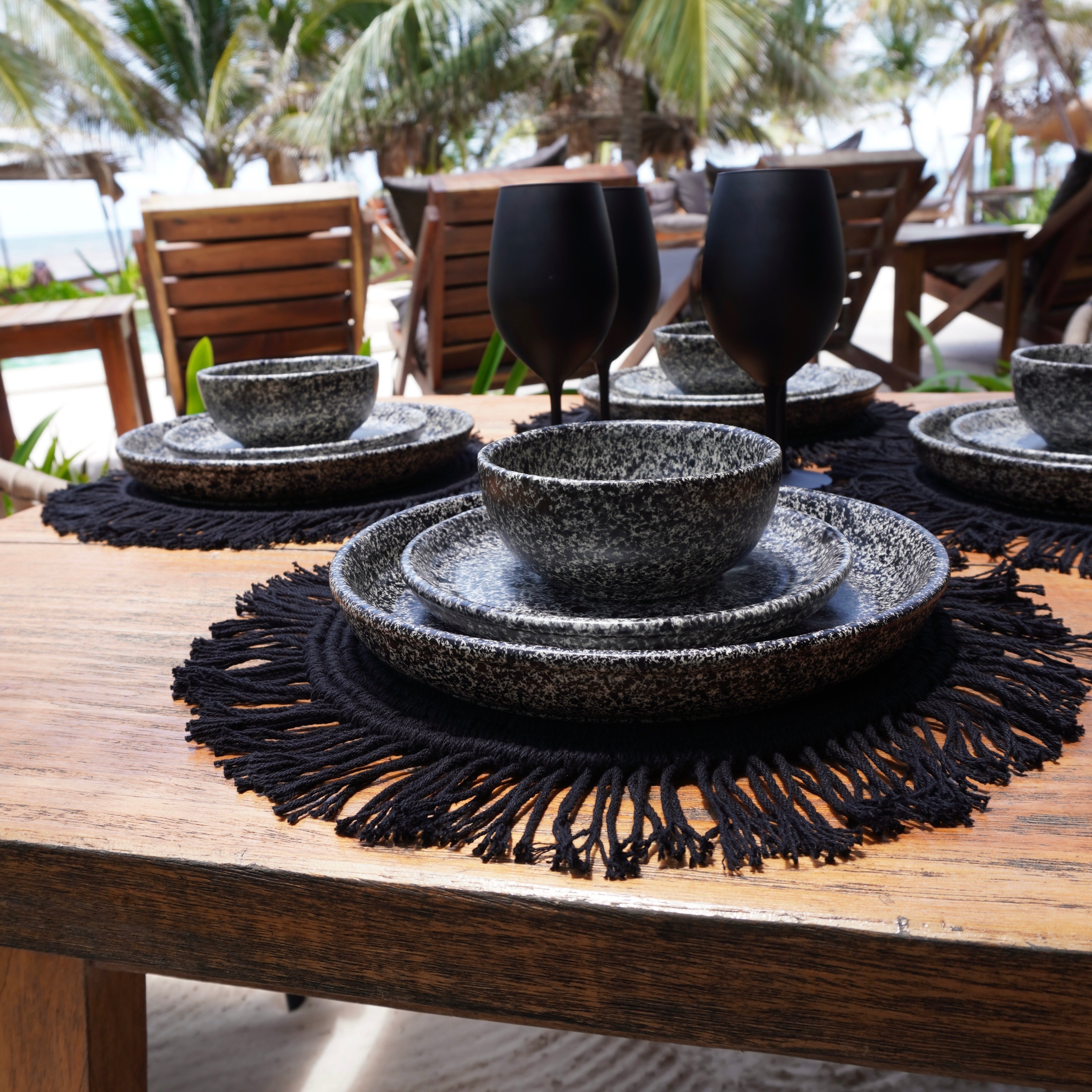 Black grey mate | Set de vajilla línea clásica para 6 personas