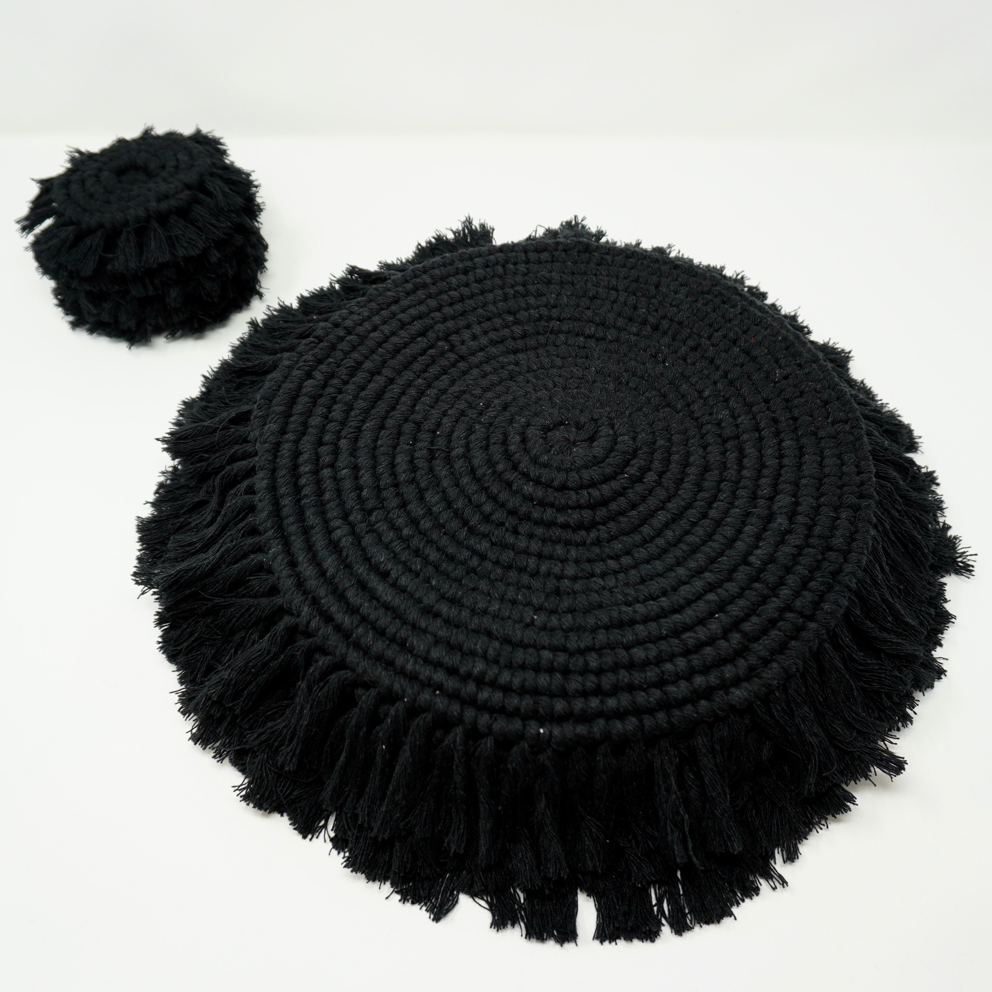 Negro | Set de manteles & portavasos para 6 personas