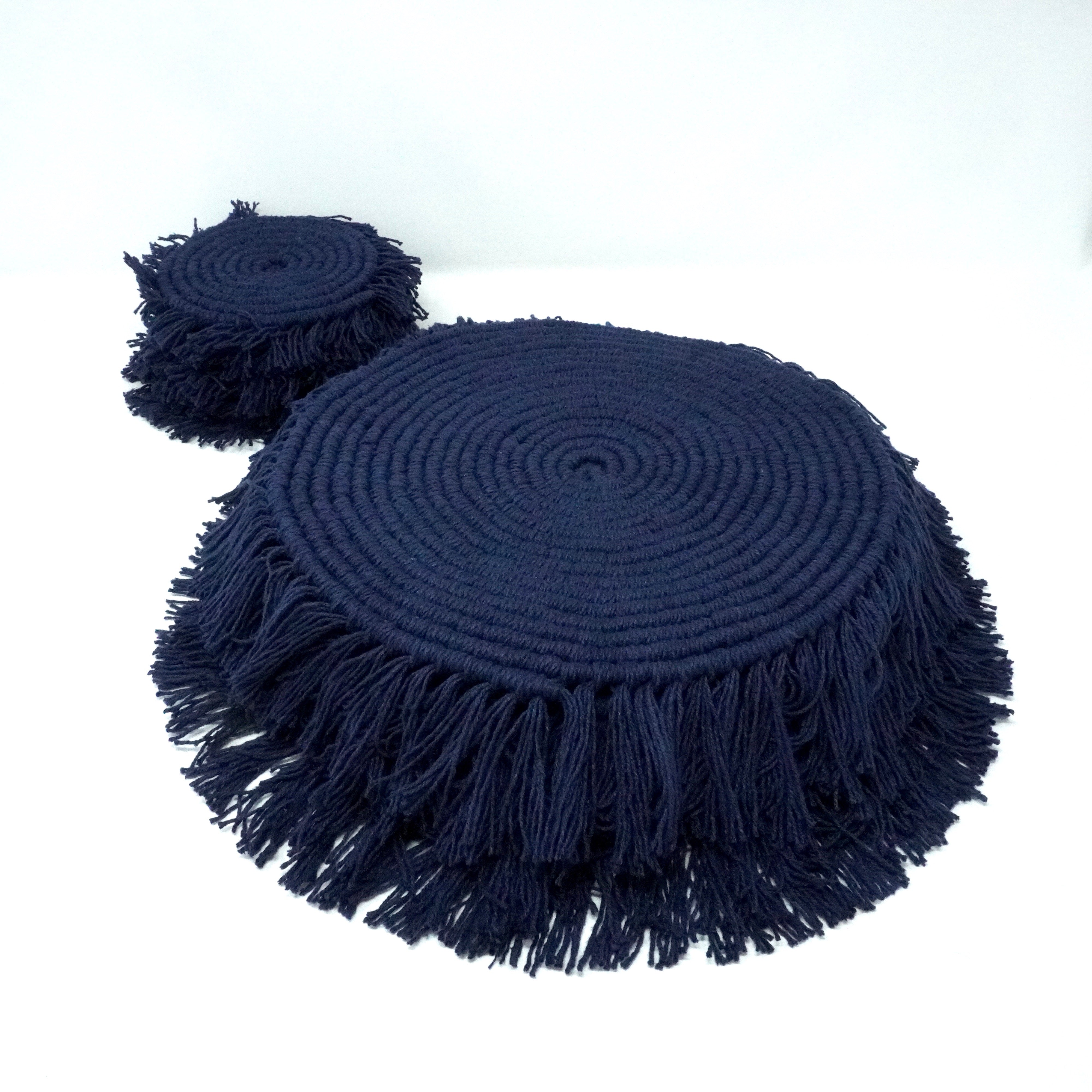 Macramé Índigo Set de Manteles & Portavasos para 6 Personas