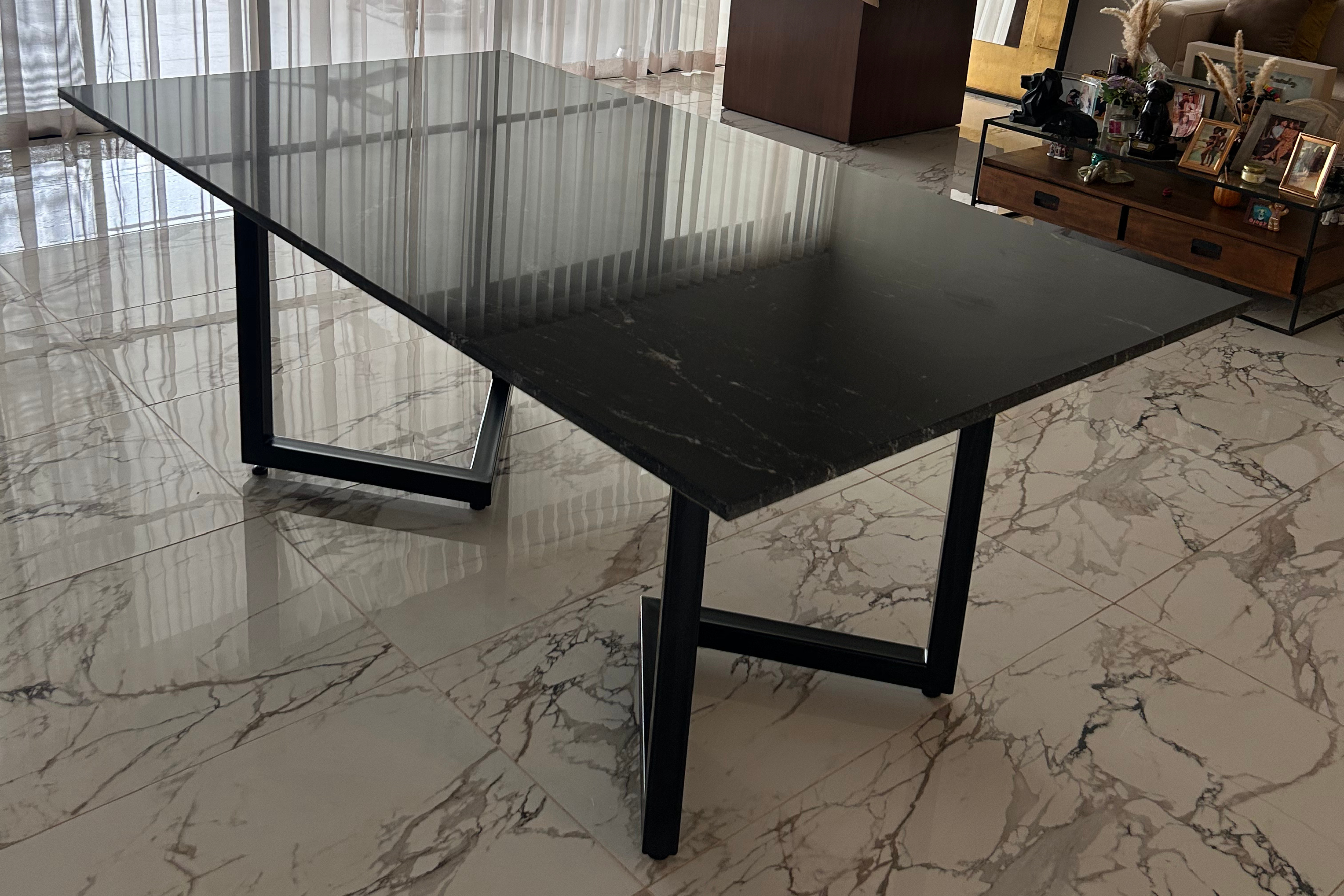 Comedor Rectangular 2 M x 1.10 M | Granito Vía Láctea Pulido y Brillado (Sólo Disponible en Mérida, Yucatán📍)