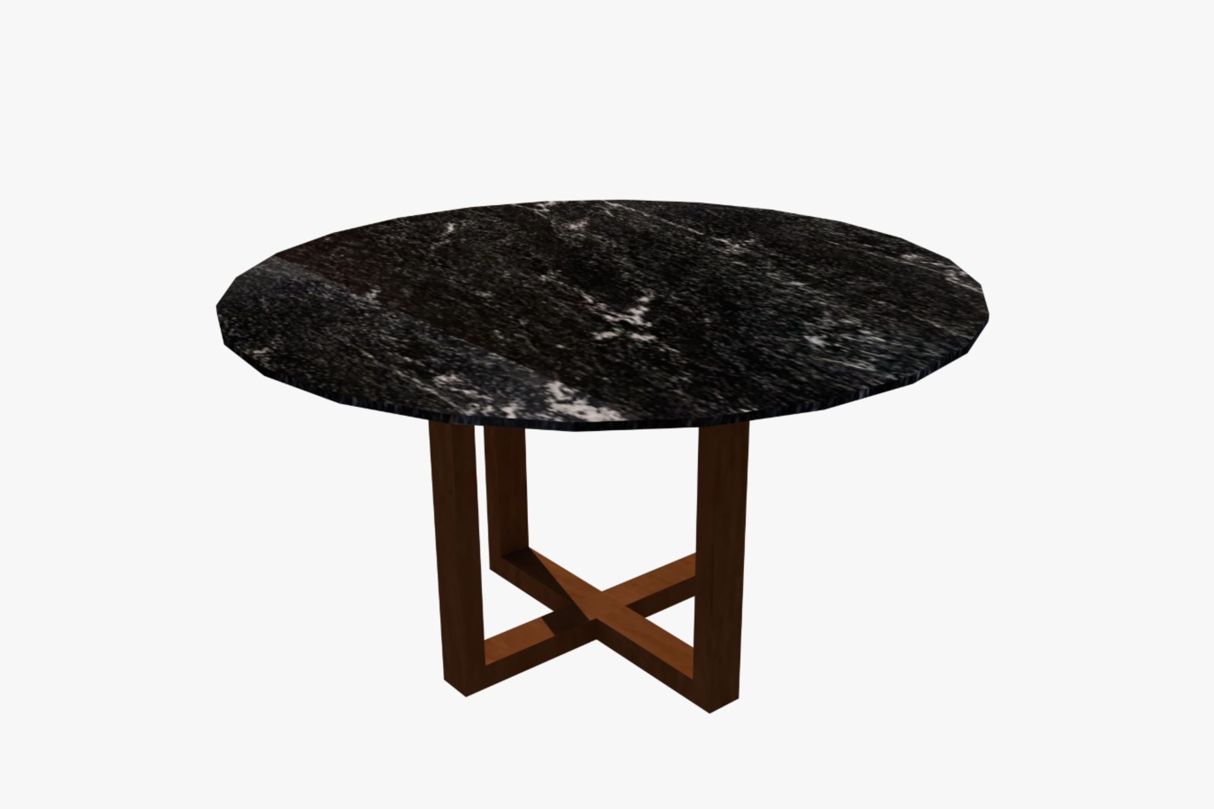 Comedor Circular 1.15 M de Diámetro | Granito Vía Láctea Pulido y Brillado Con Base de Madera Tzalam (Sólo Disponible en Mérida, Yucatán📍)