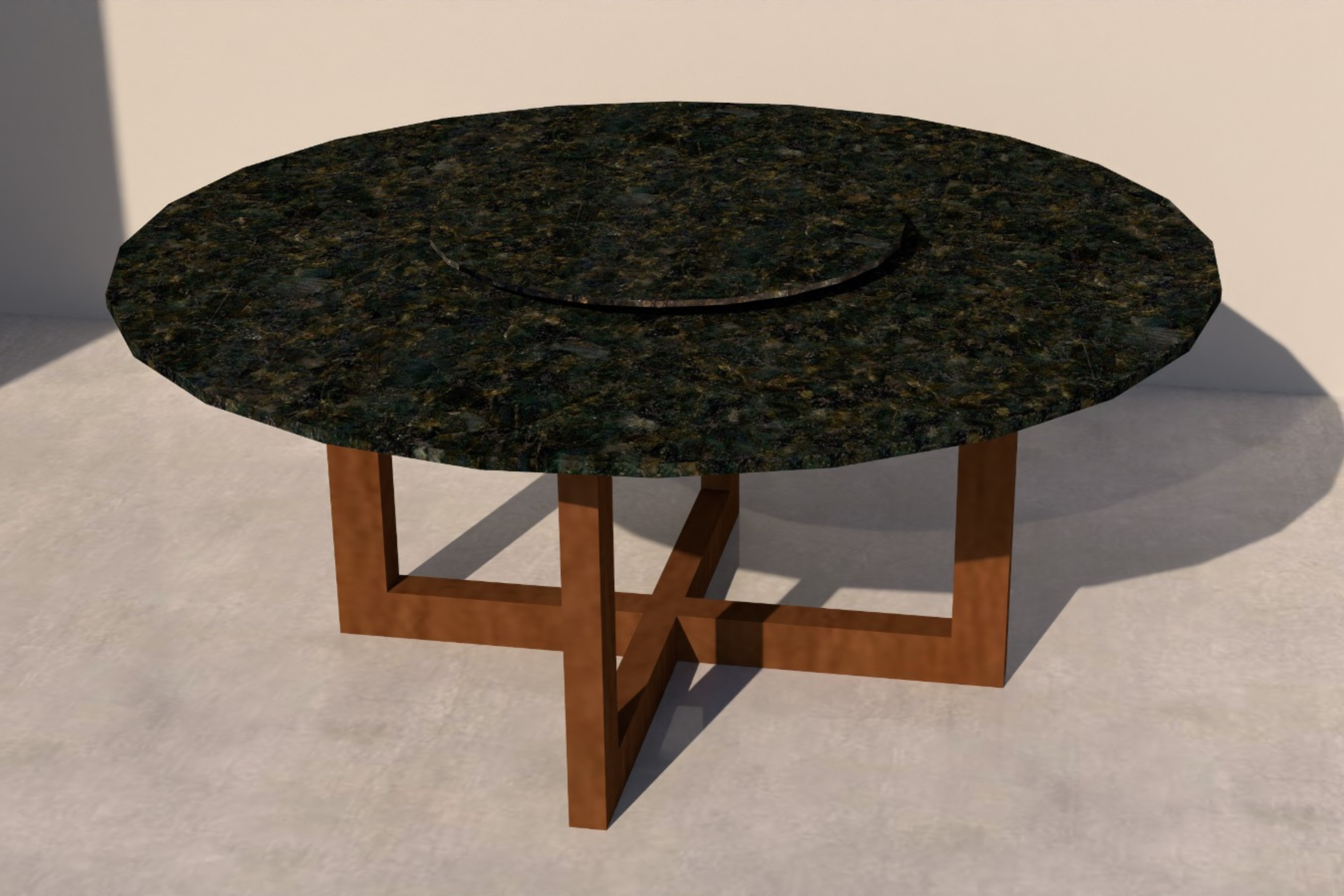 Comedor Circular 1.80 M de Diámetro con Lazy Susan de 80 CM de Diámetro | Granito Verde Ubatuba (Sólo Disponible en Mérida, Yucatán📍)