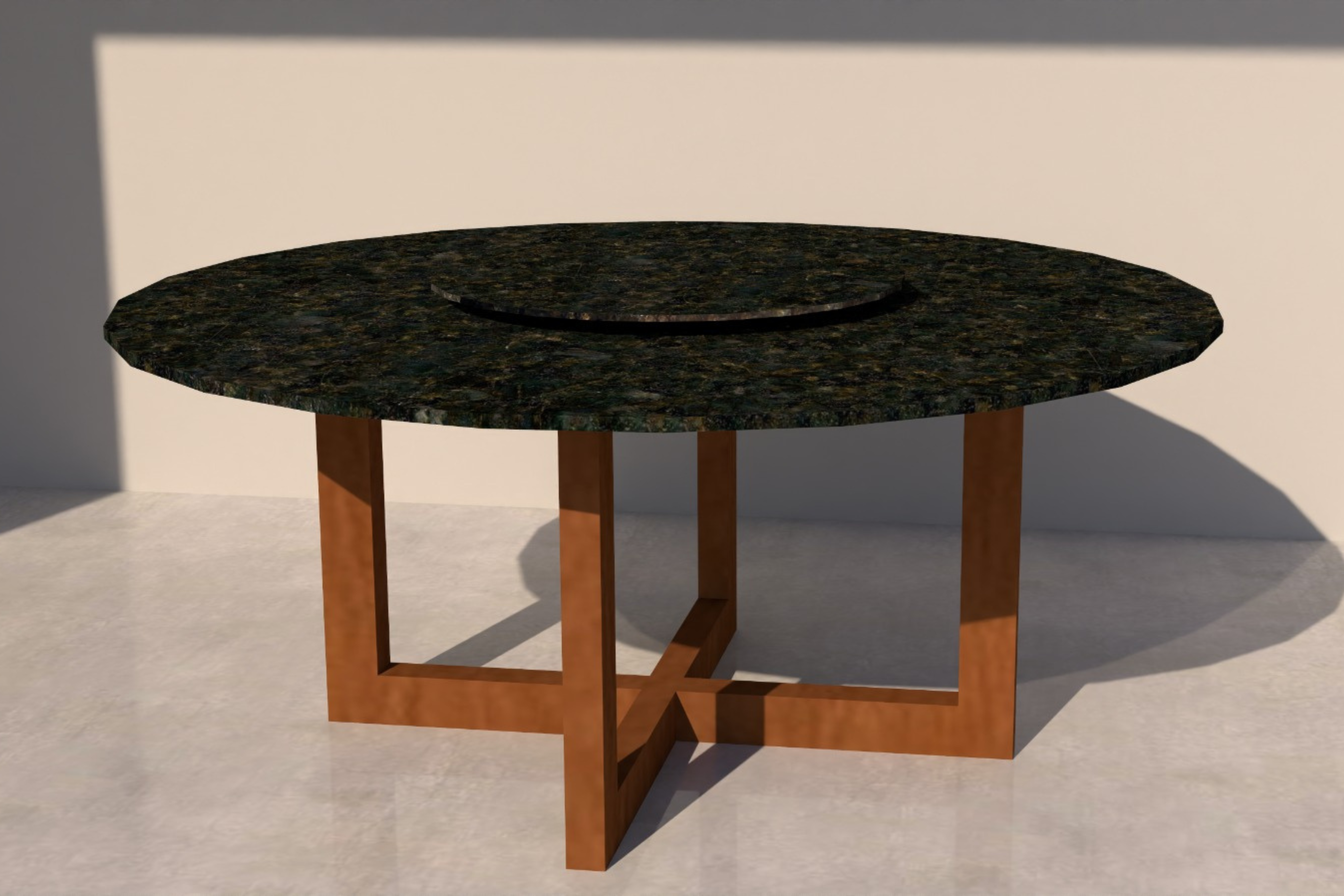 Comedor Circular 1.80 M de Diámetro con Lazy Susan de 80 CM de Diámetro | Granito Verde Ubatuba (Sólo Disponible en Mérida, Yucatán📍)