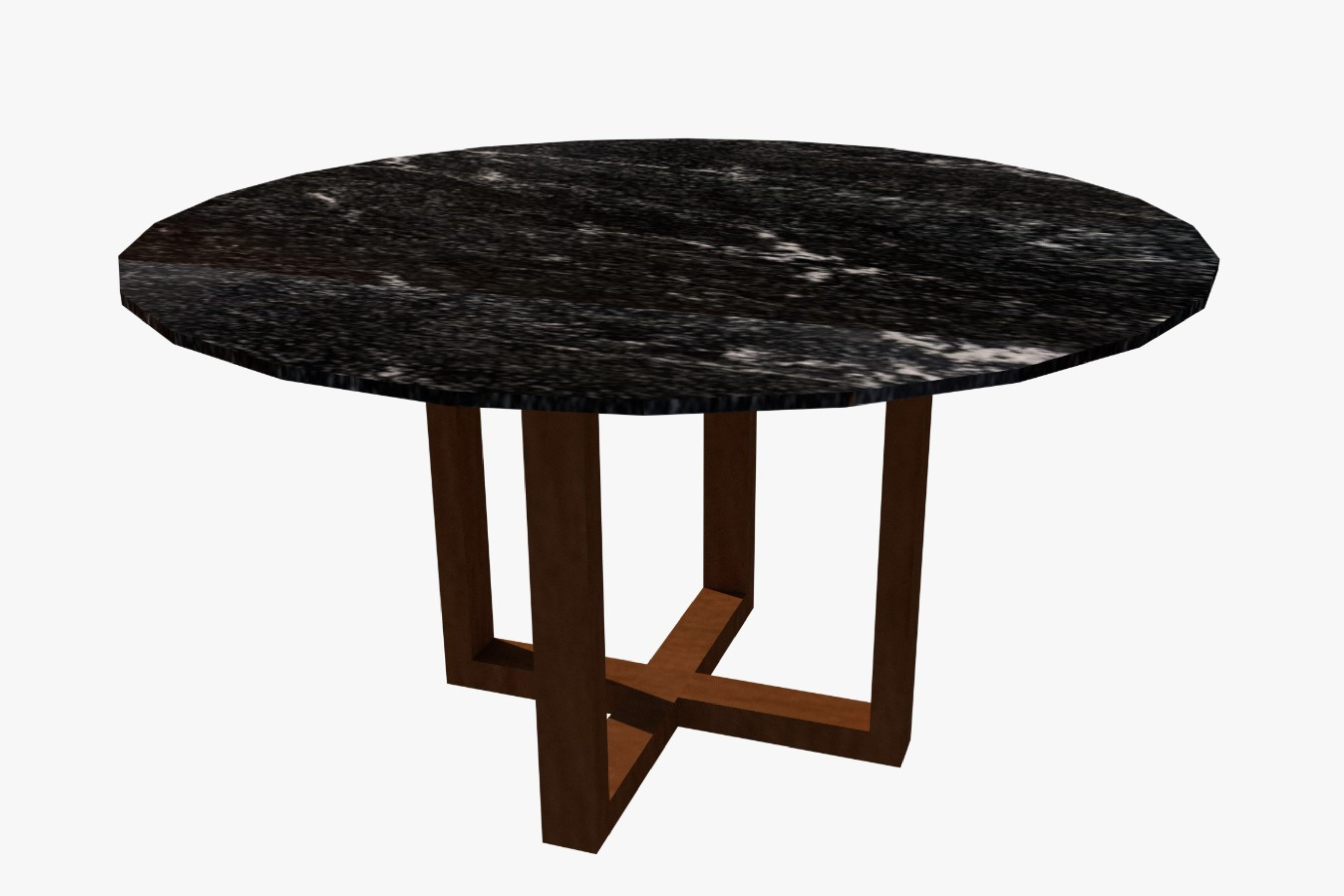 Comedor Circular 1.15 M de Diámetro | Granito Vía Láctea Pulido y Brillado Con Base de Madera Tzalam (Sólo Disponible en Mérida, Yucatán📍)