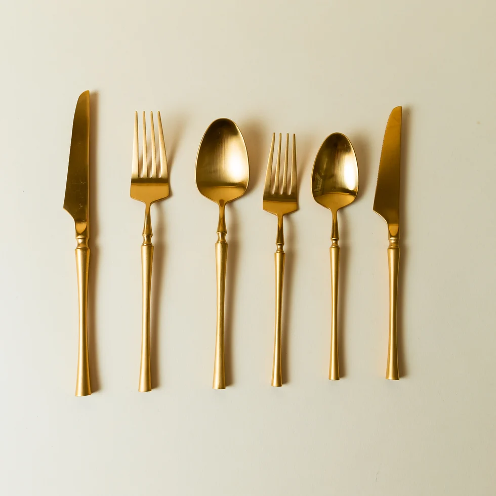 Gold semi-matte | Cubiertos catrin 5 piezas por servicio