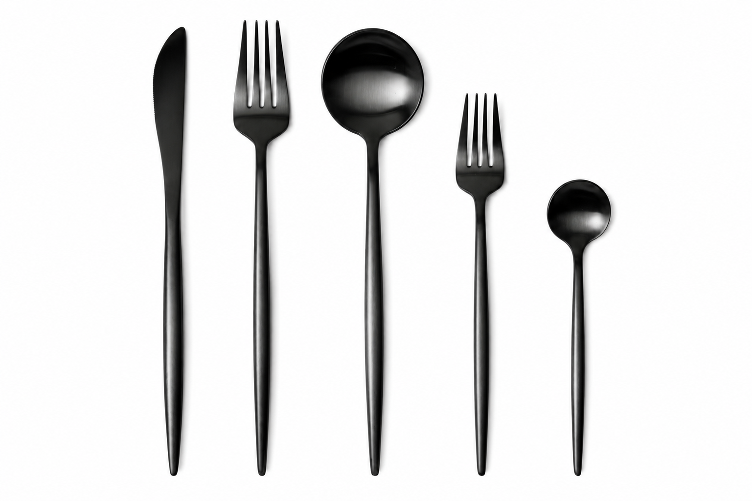 Black matte | Cubiertos skinny 5 piezas por servicio