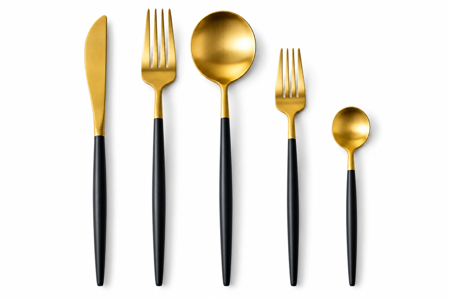 Black & gold matte | Cubiertos skinny 5 piezas por servicio
