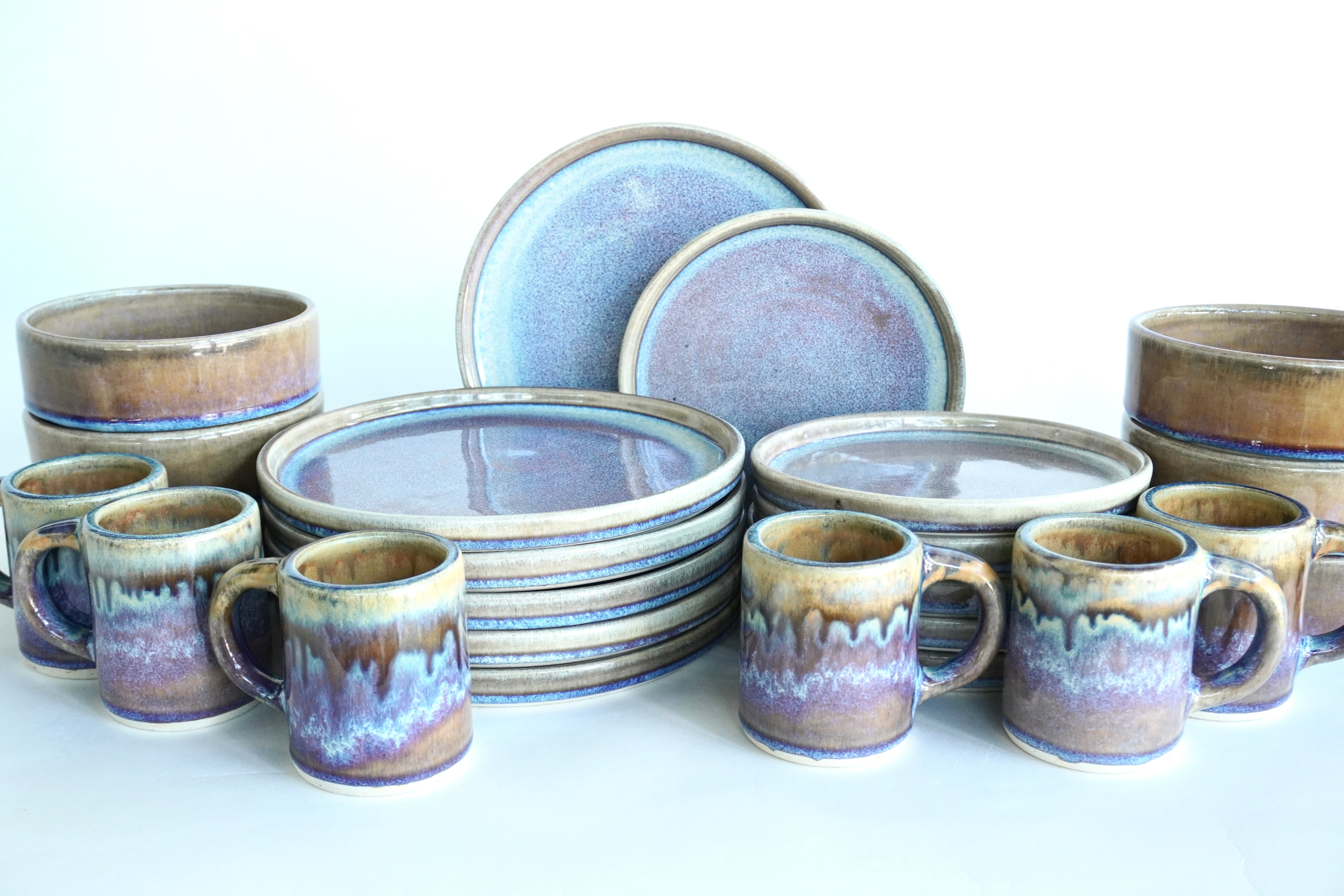 Iris | Set de vajilla línea rústica para 6 personas (con tazas altas)