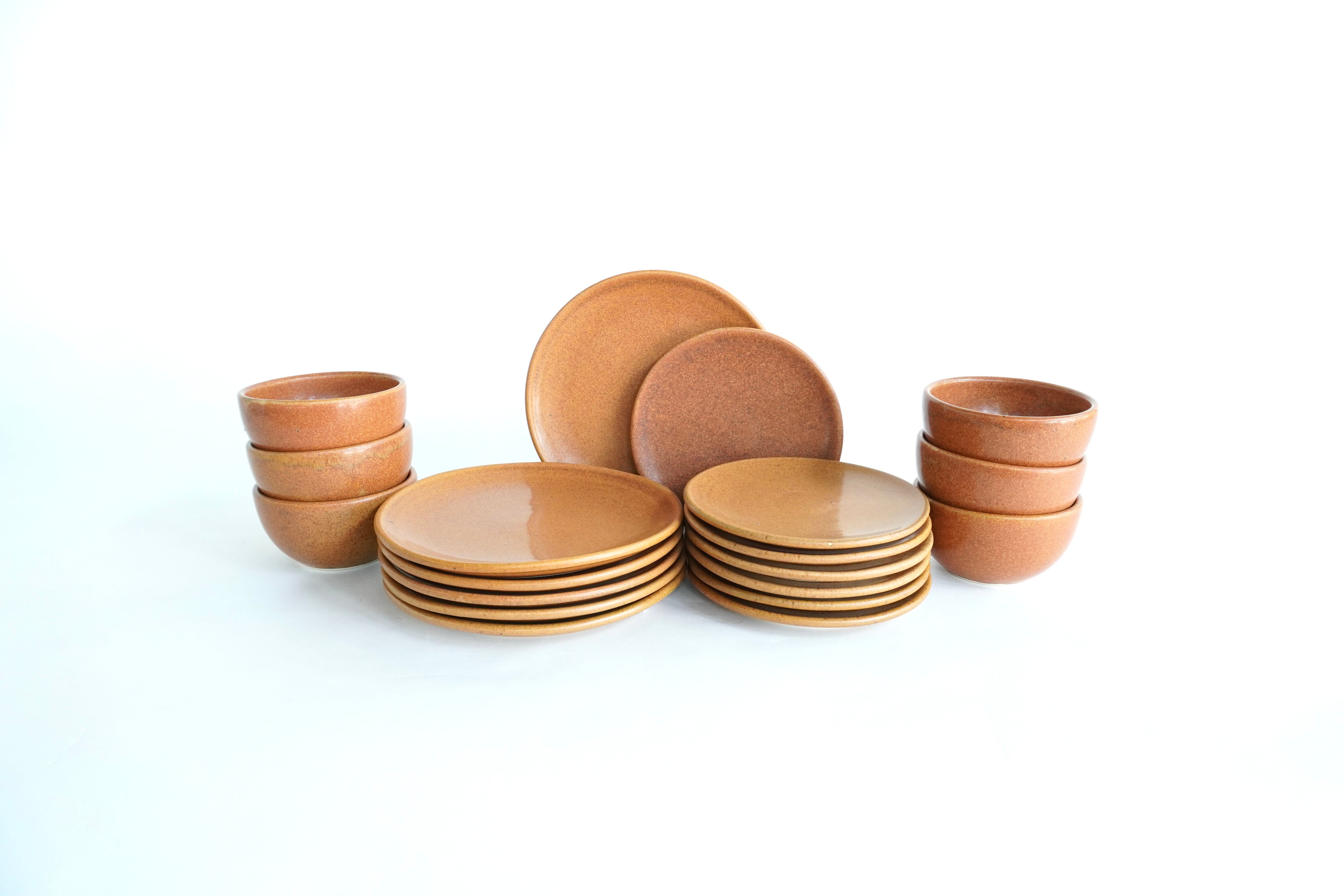 Ladrillo | Set de vajilla básica línea rústica para 6 personas (con platos trinche & postre planos)