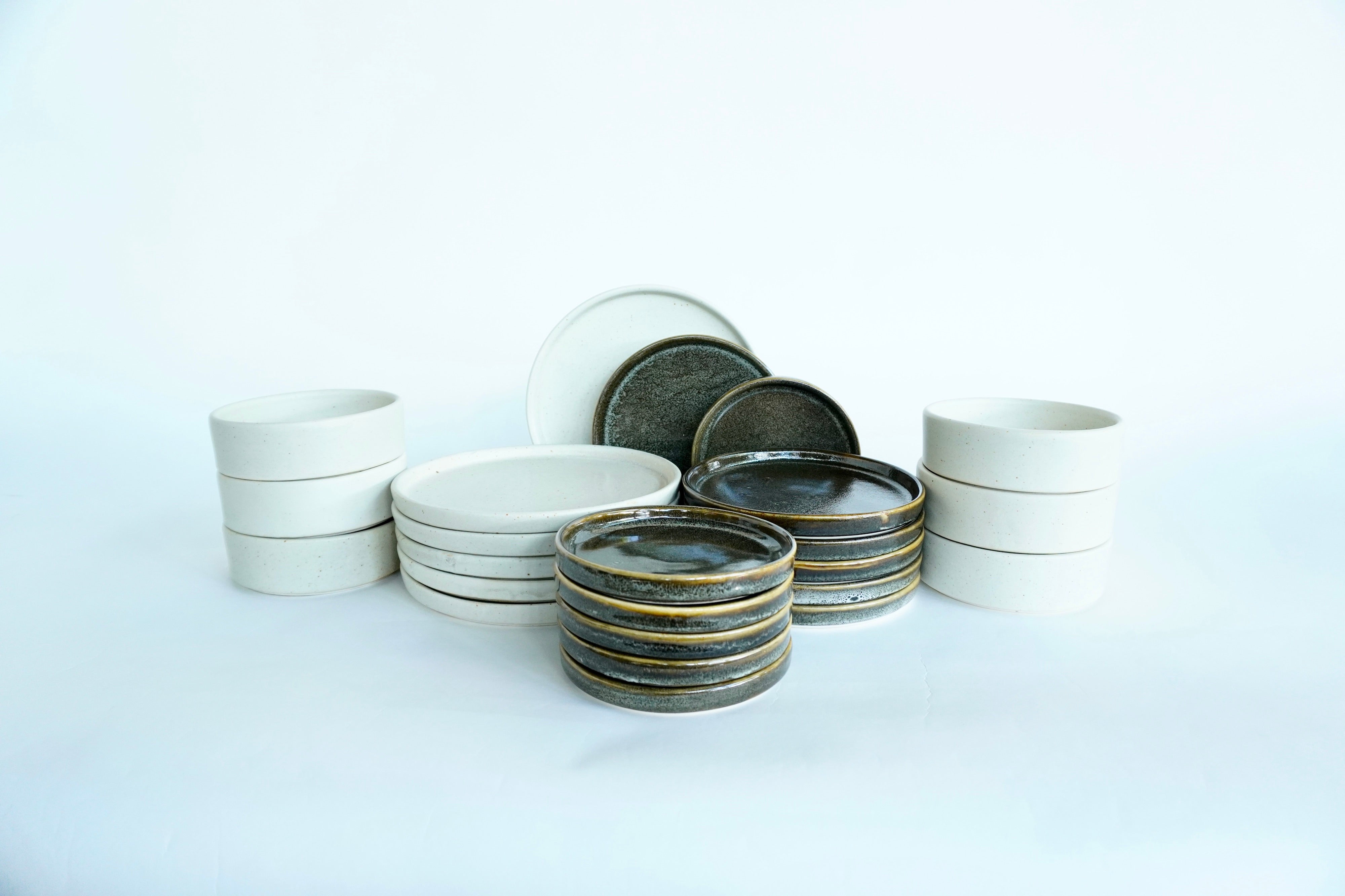 Arena blanca & Bio | Set de vajilla básica línea rústica para 6 personas