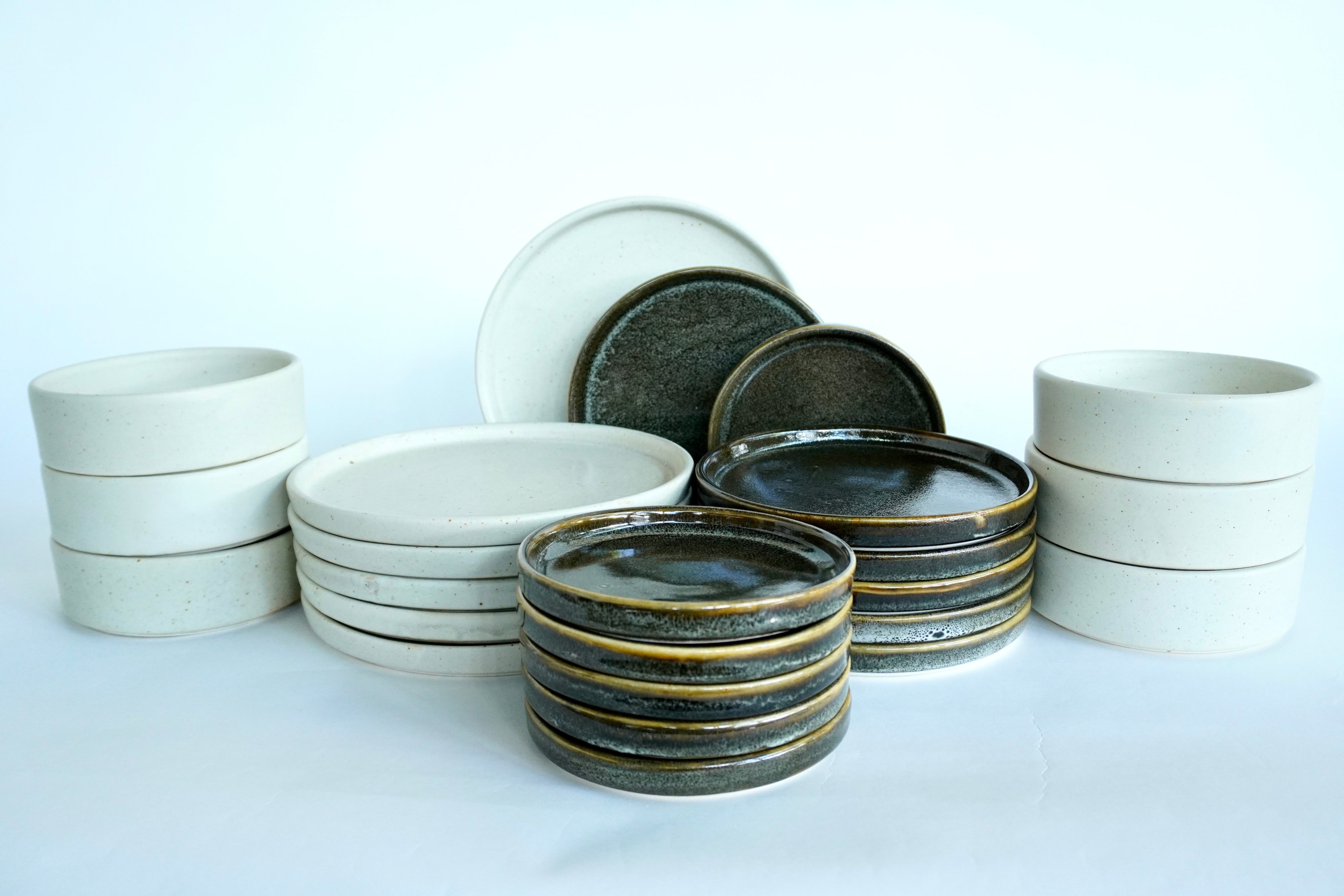 Arena blanca & Bio | Set de vajilla básica línea rústica para 6 personas