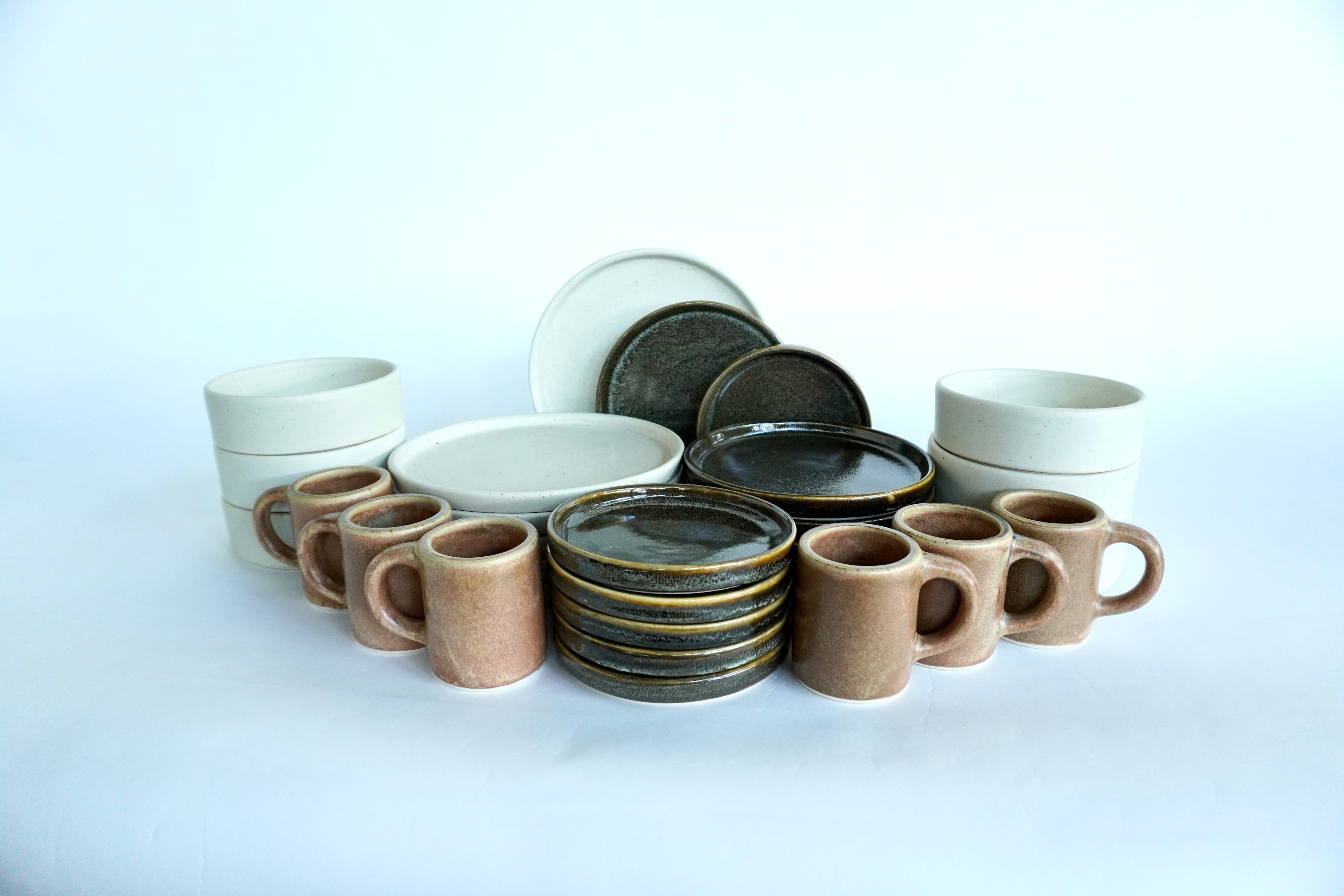 Arena blanca, Bio & Terracota | Set de vajilla línea rústica para 6 personas