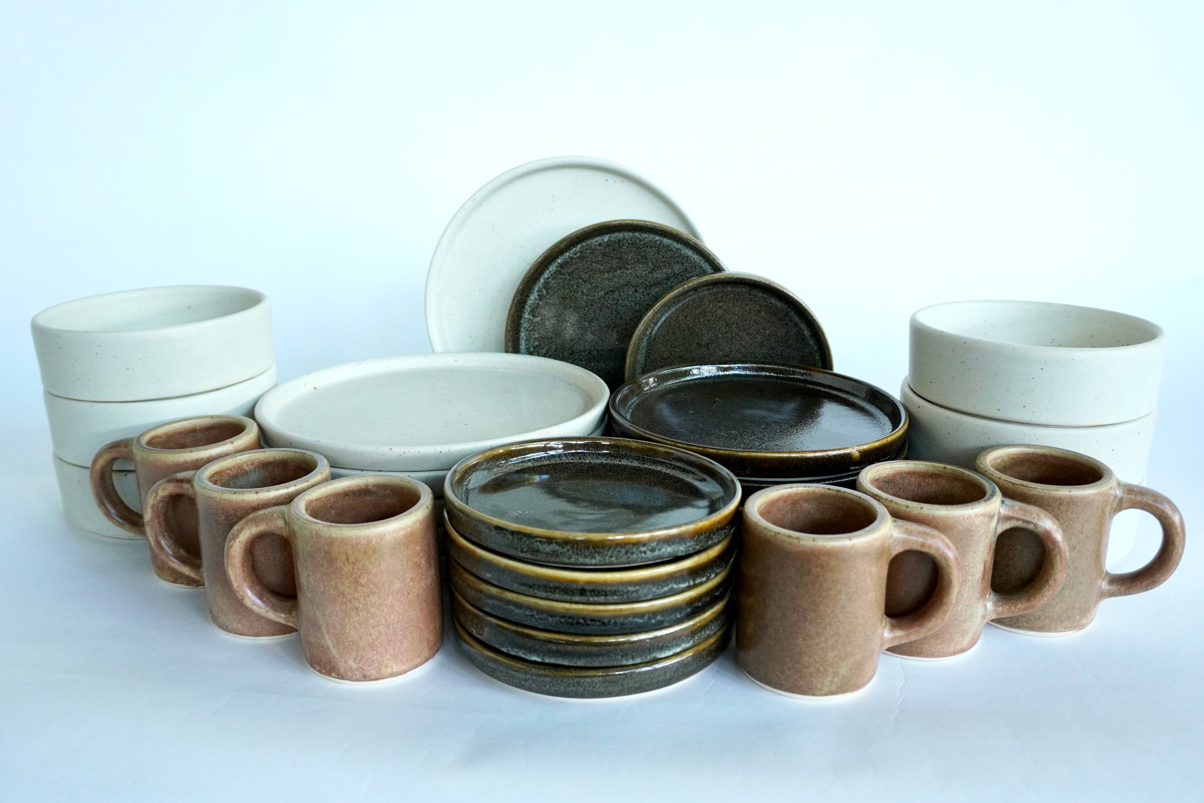 Arena blanca, Bio & Terracota | Set de vajilla línea rústica para 6 personas