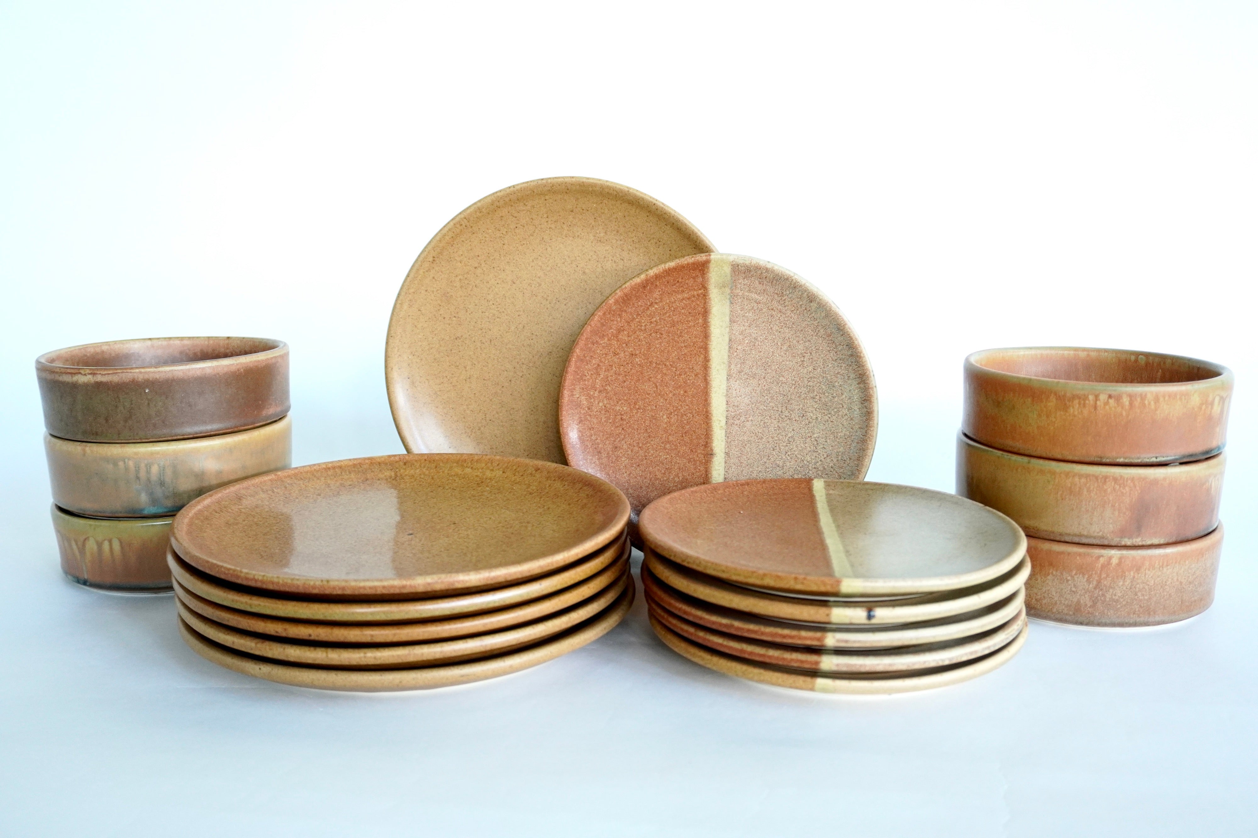 Ladrillo & Terracota | Set de vajilla básica línea rústica para 6 personas (con platos trinche & postre planos)