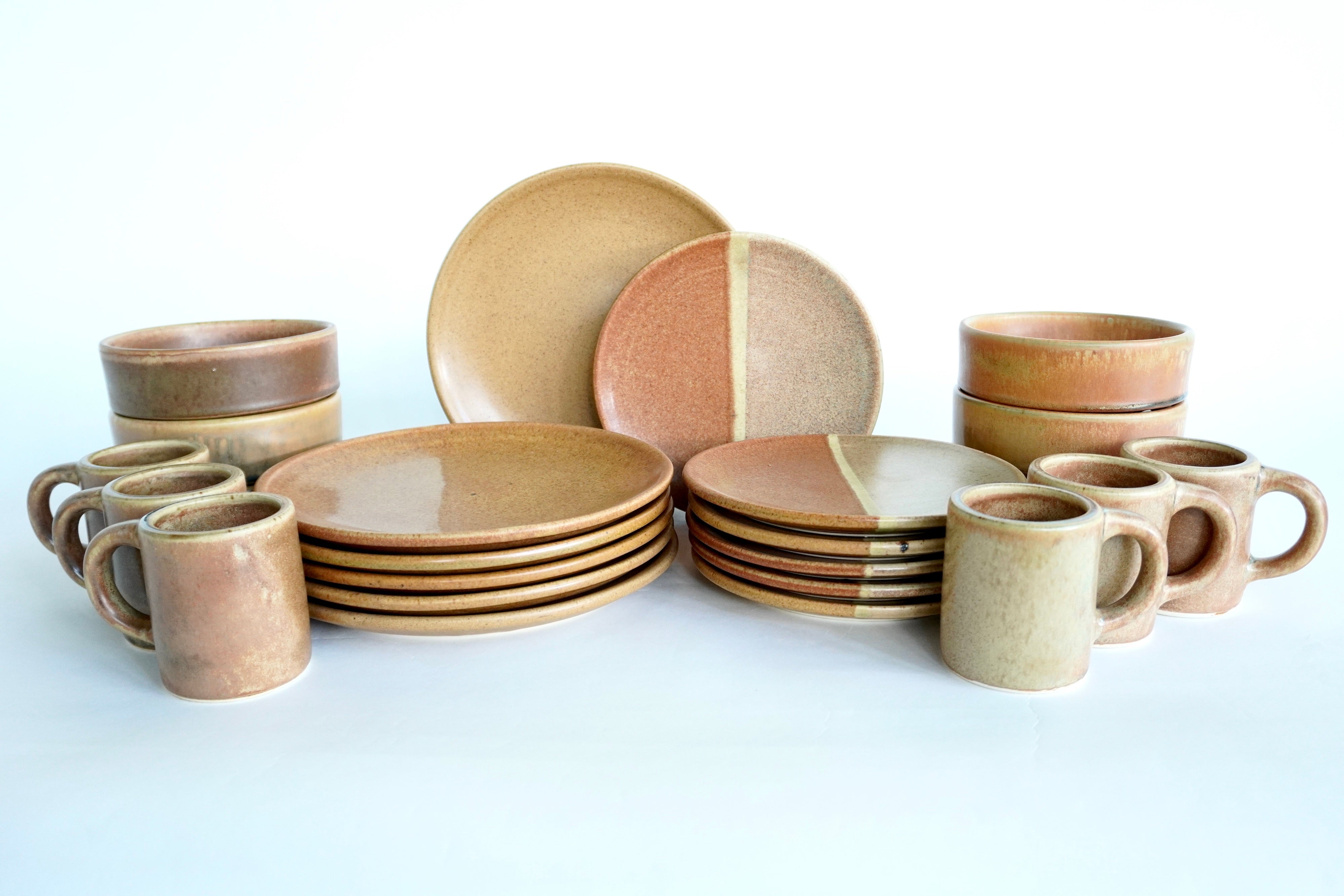 Ladrillo & Terracota | Set de vajilla línea rústica para 6 personas (con platos trinche & postre planos)