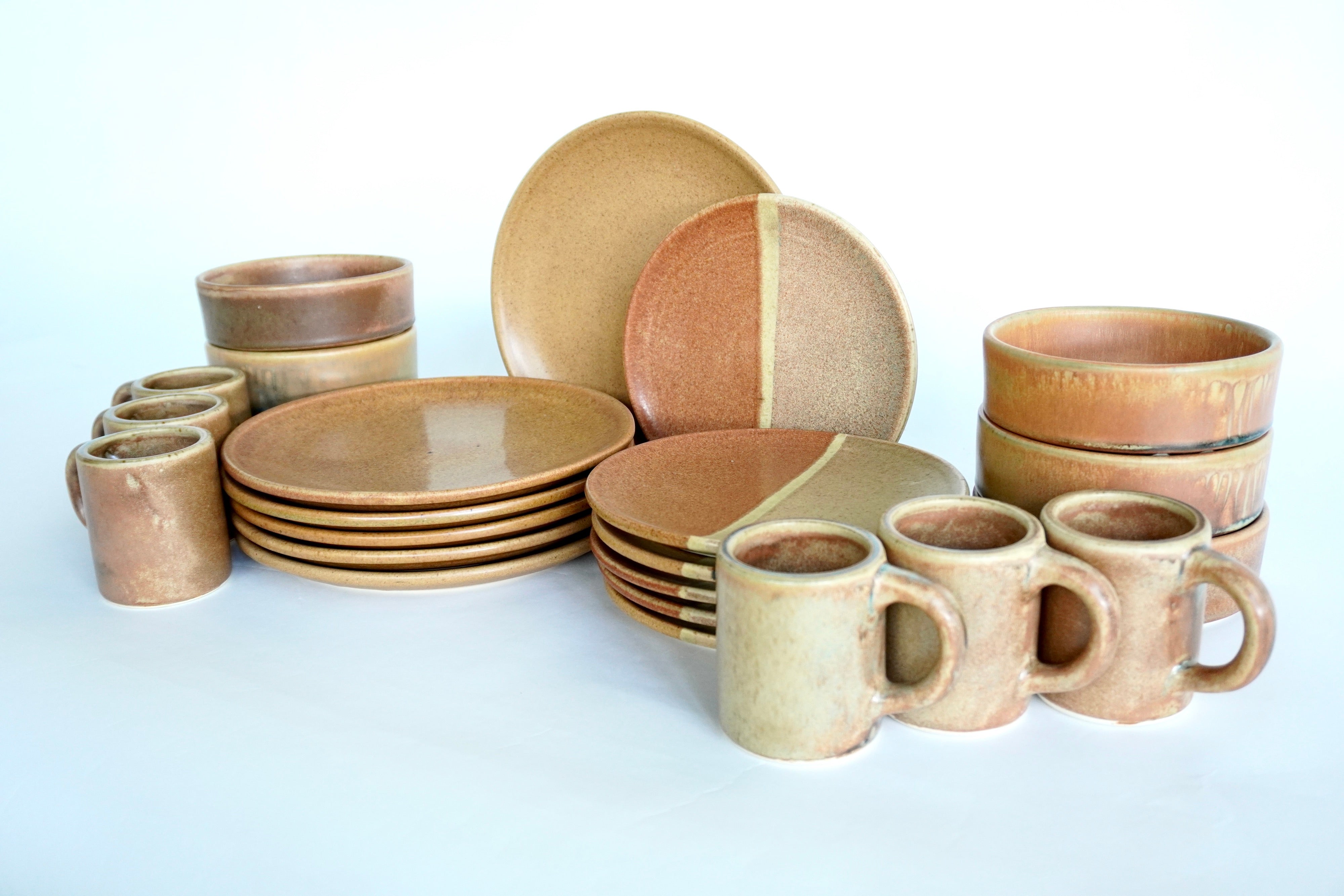 Ladrillo & Terracota | Set de vajilla línea rústica para 6 personas (con platos trinche & postre planos)