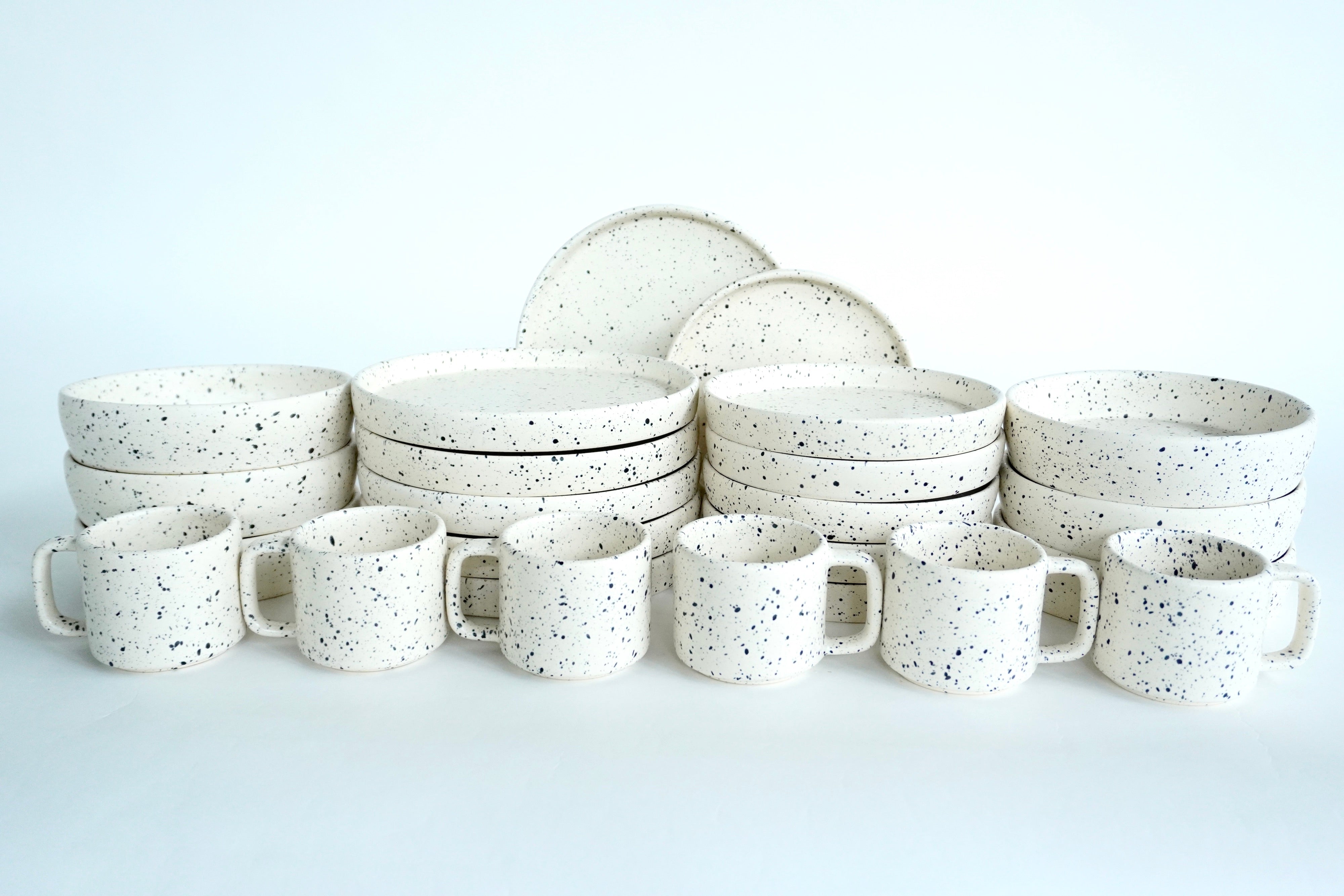 Tulum mate | Set de vajilla línea clásica para 6 personas (con platos trinche & bowls con pared)