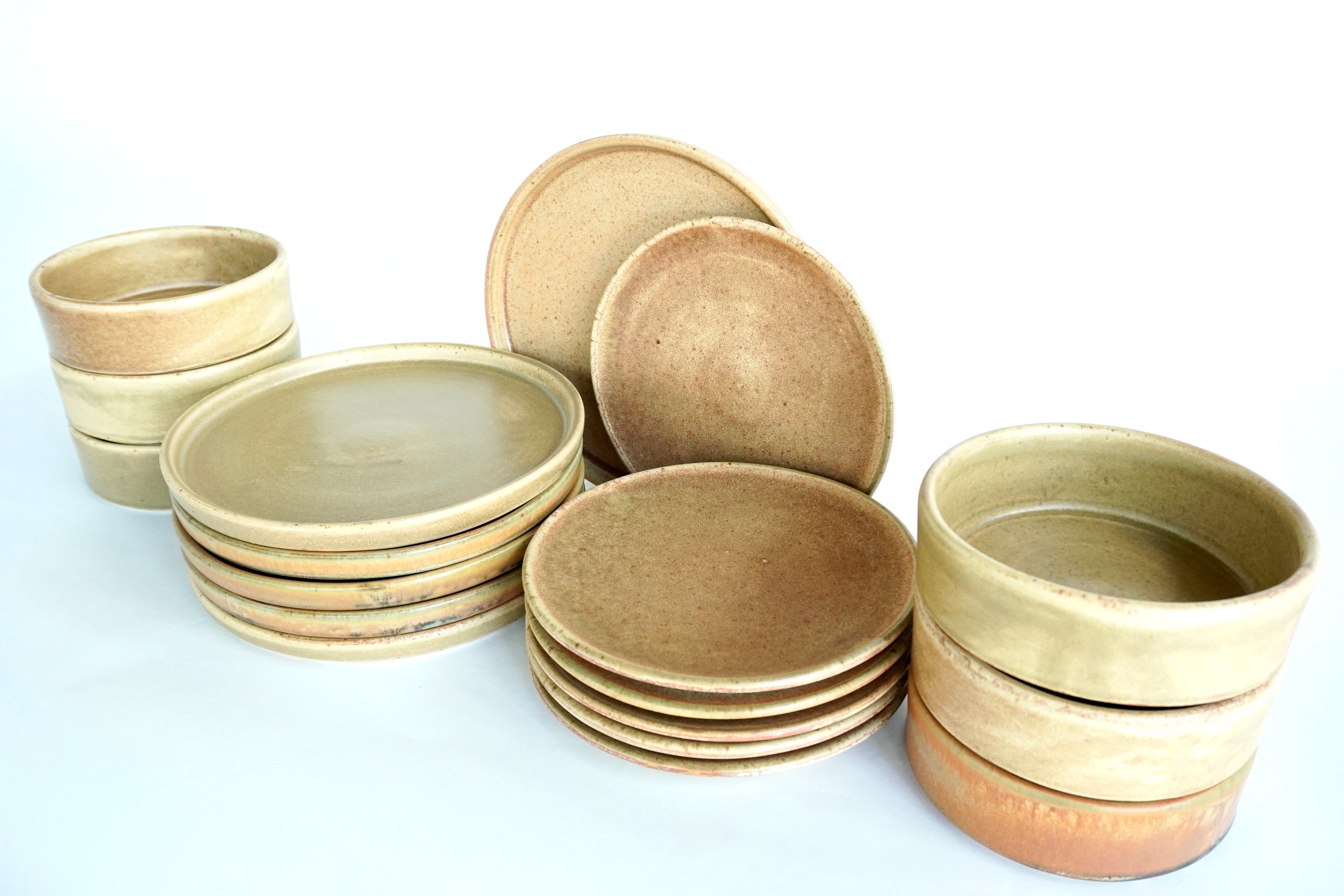 Terracota | Set de vajilla básica línea rústica para 6 personas (con platos postre planos)