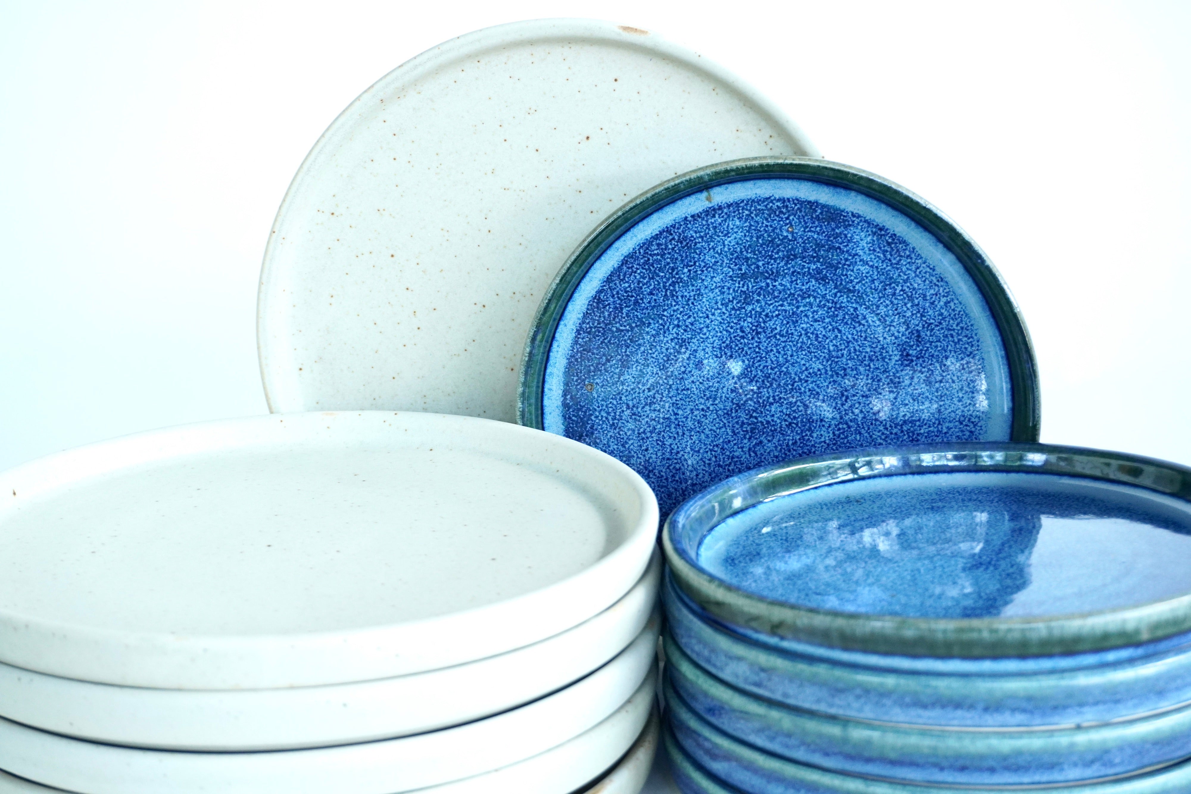 Mixta Arena blanca & Indigo | Set de vajilla básica línea rústica para 6 personas