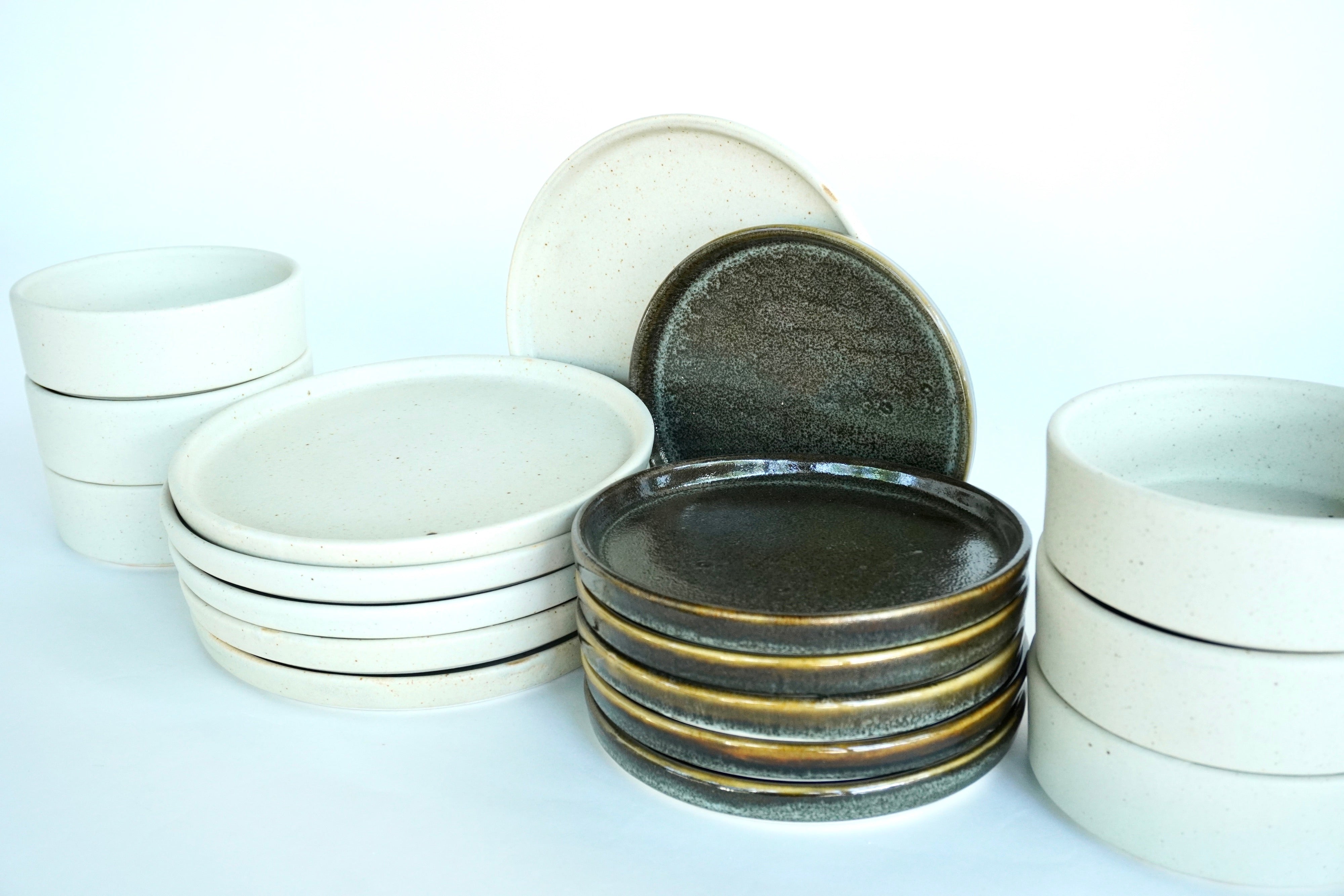 Mixta Arena blanca & Bio | Set de vajilla básica línea rústica para 6 personas