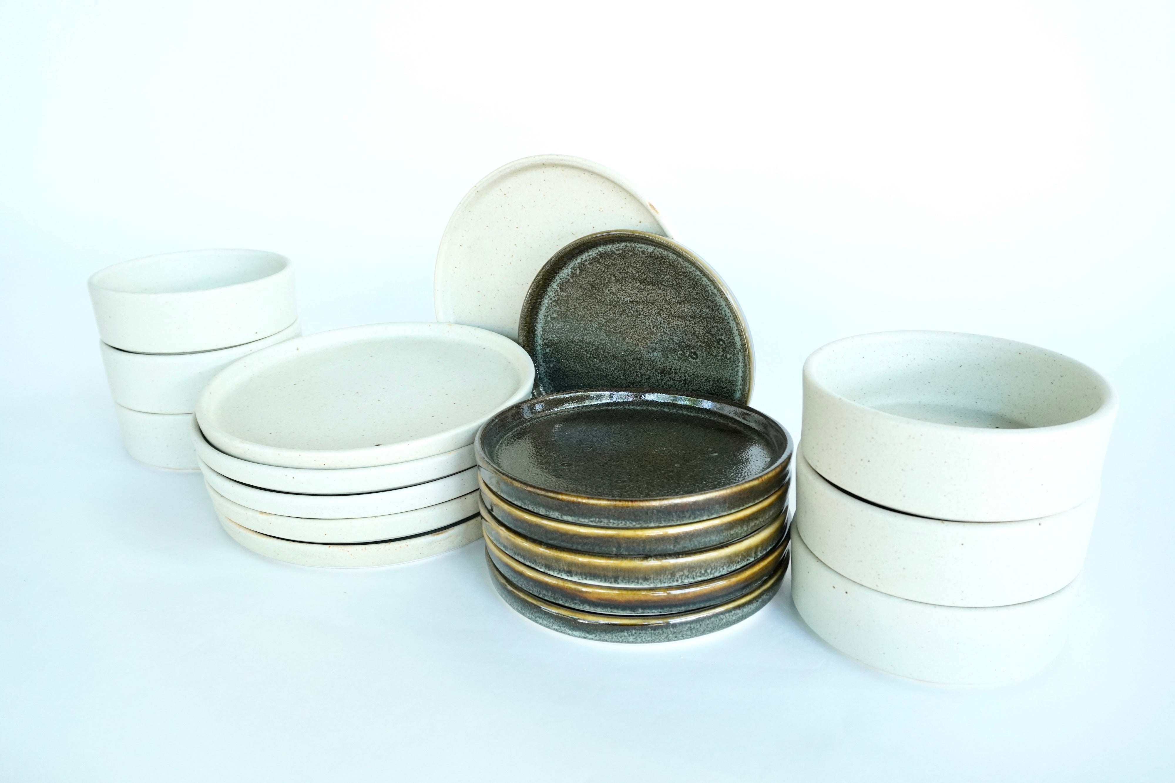 Mixta Arena blanca & Bio | Set de vajilla básica línea rústica para 6 personas