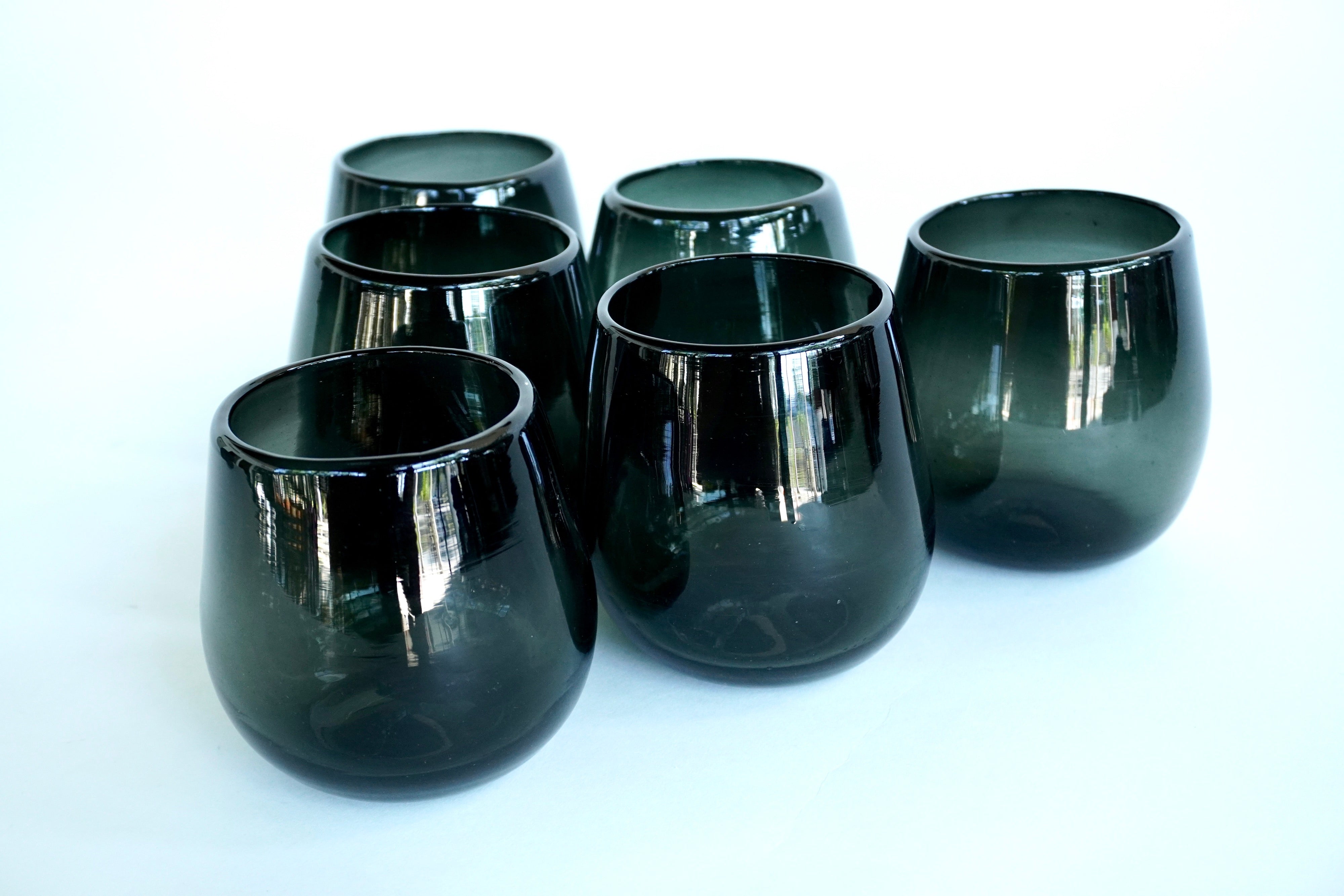 Grafito stemless | Set de 6 vasos de vidrio soplado