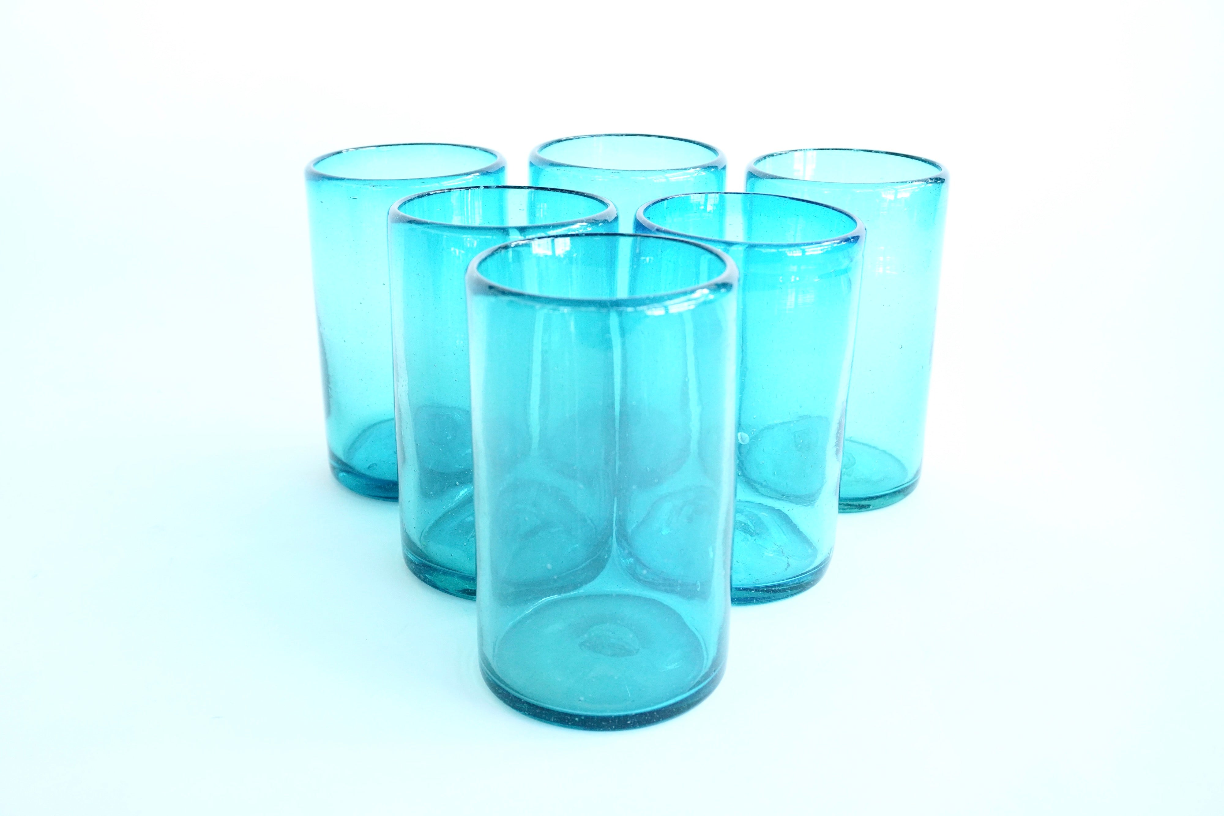 Turquesa altos | Set de 6 vasos de vidrio soplado
