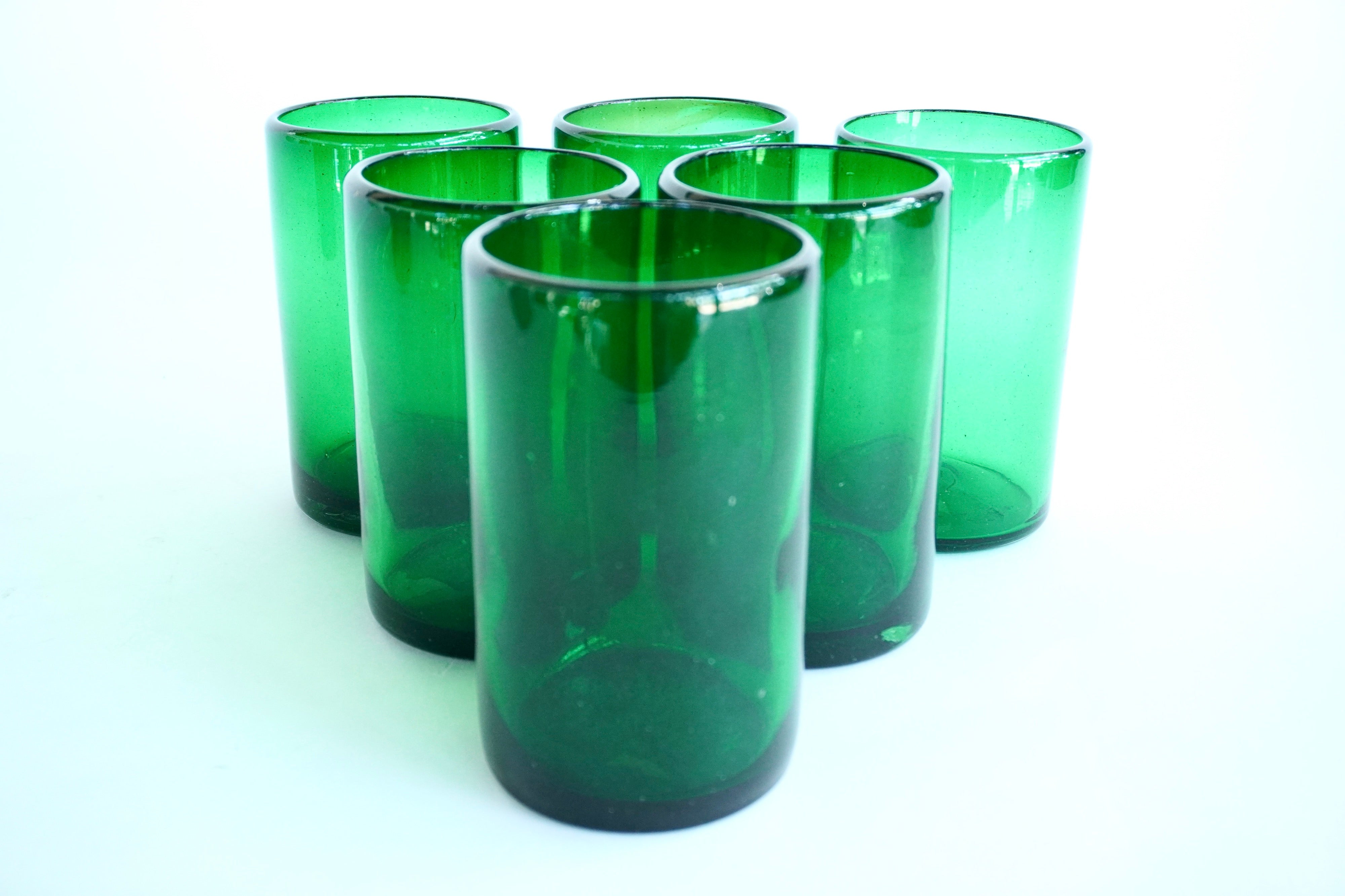 Verdes altos | Set de 6 vasos de vidrio soplado