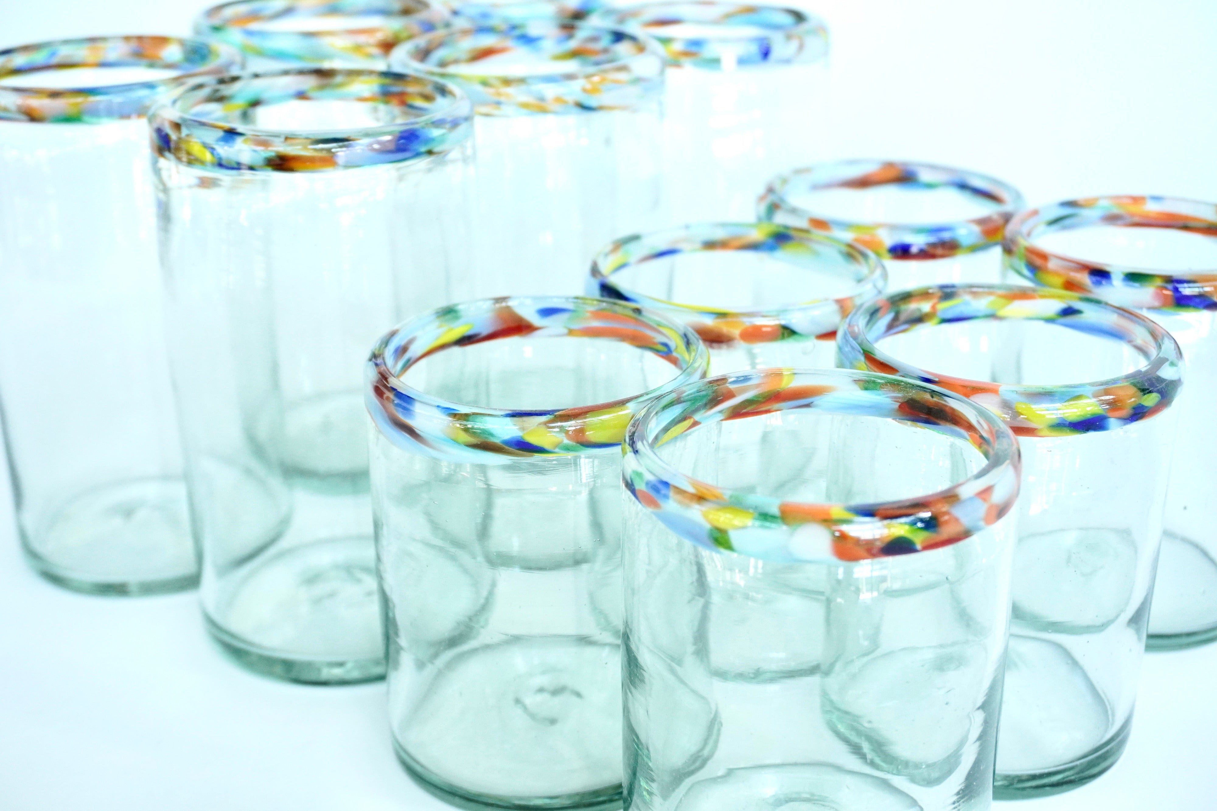 Orilla rivera altos & bajos | Set de 12 vasos de vidrio soplado