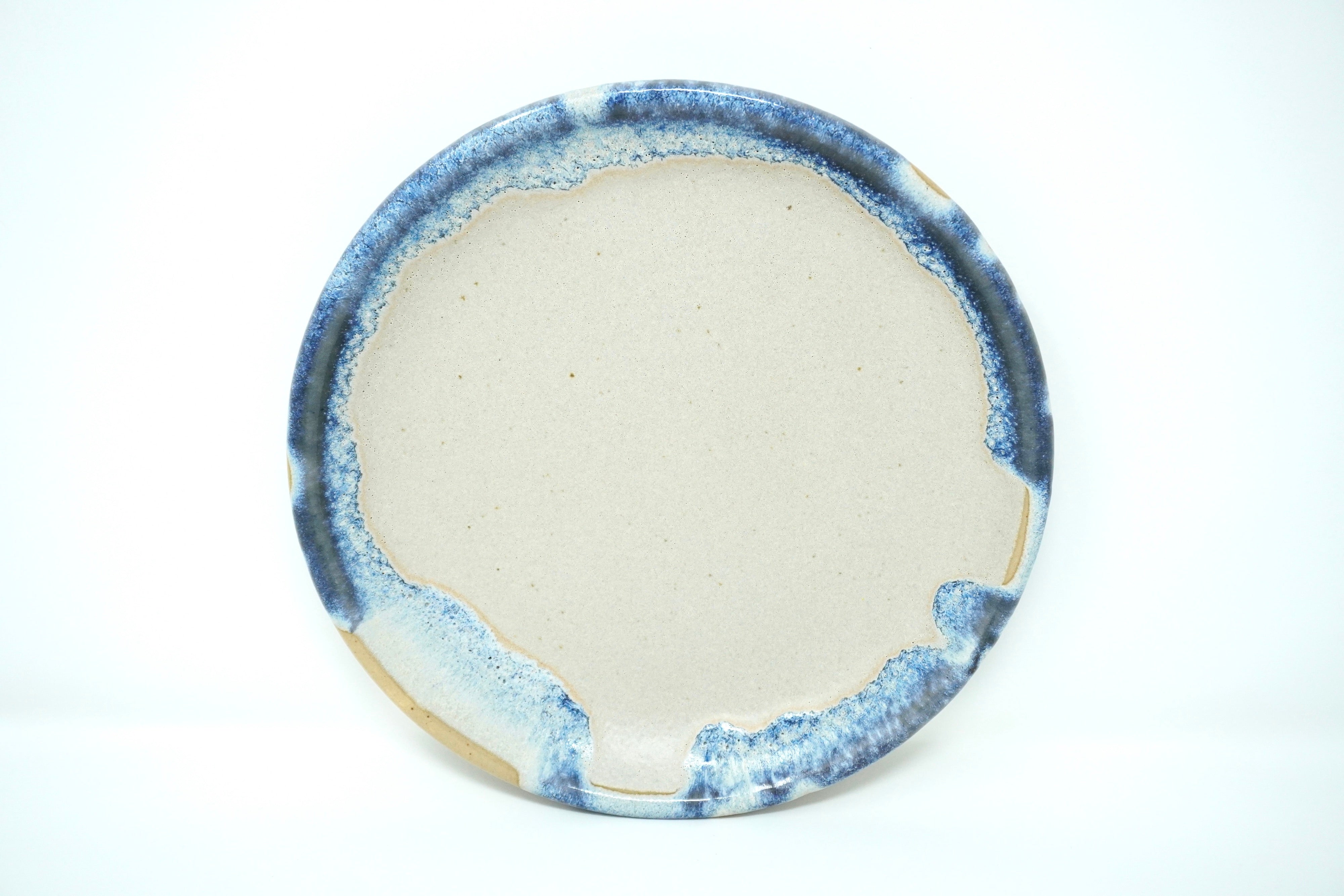 Arena blanca con orilla iris | Plato postre semi-plano Ø 21 cm línea rústica