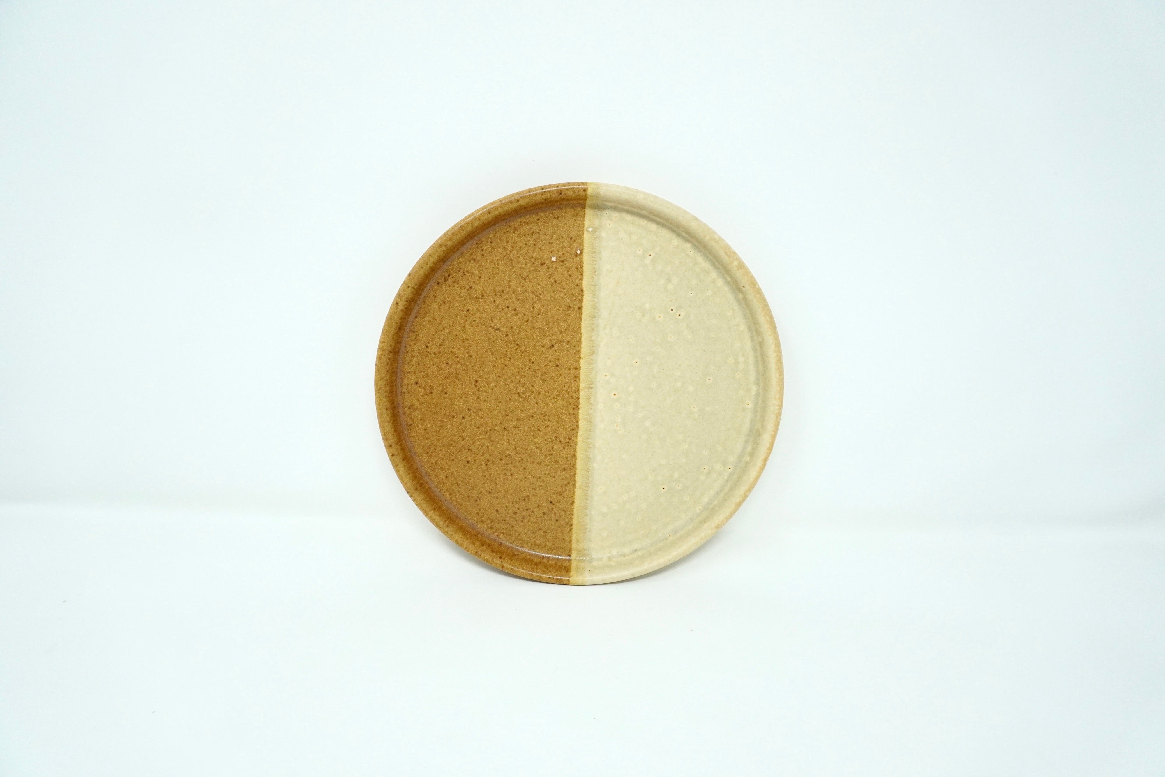 Duo arena blanca & ladrillo | Plato postre con pared Ø 21 cm línea rústica