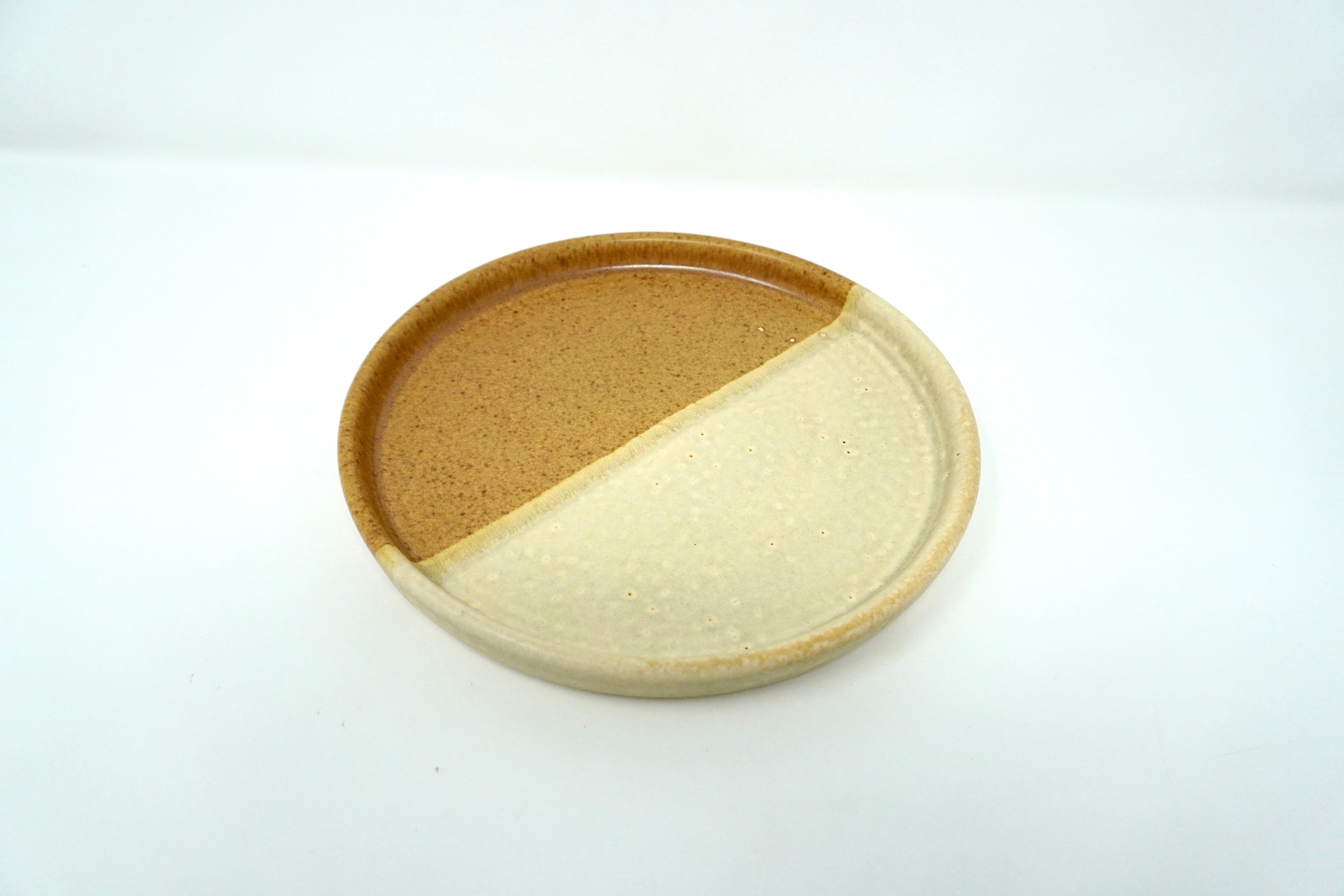 Duo arena blanca & ladrillo | Plato postre con pared Ø 21 cm línea rústica