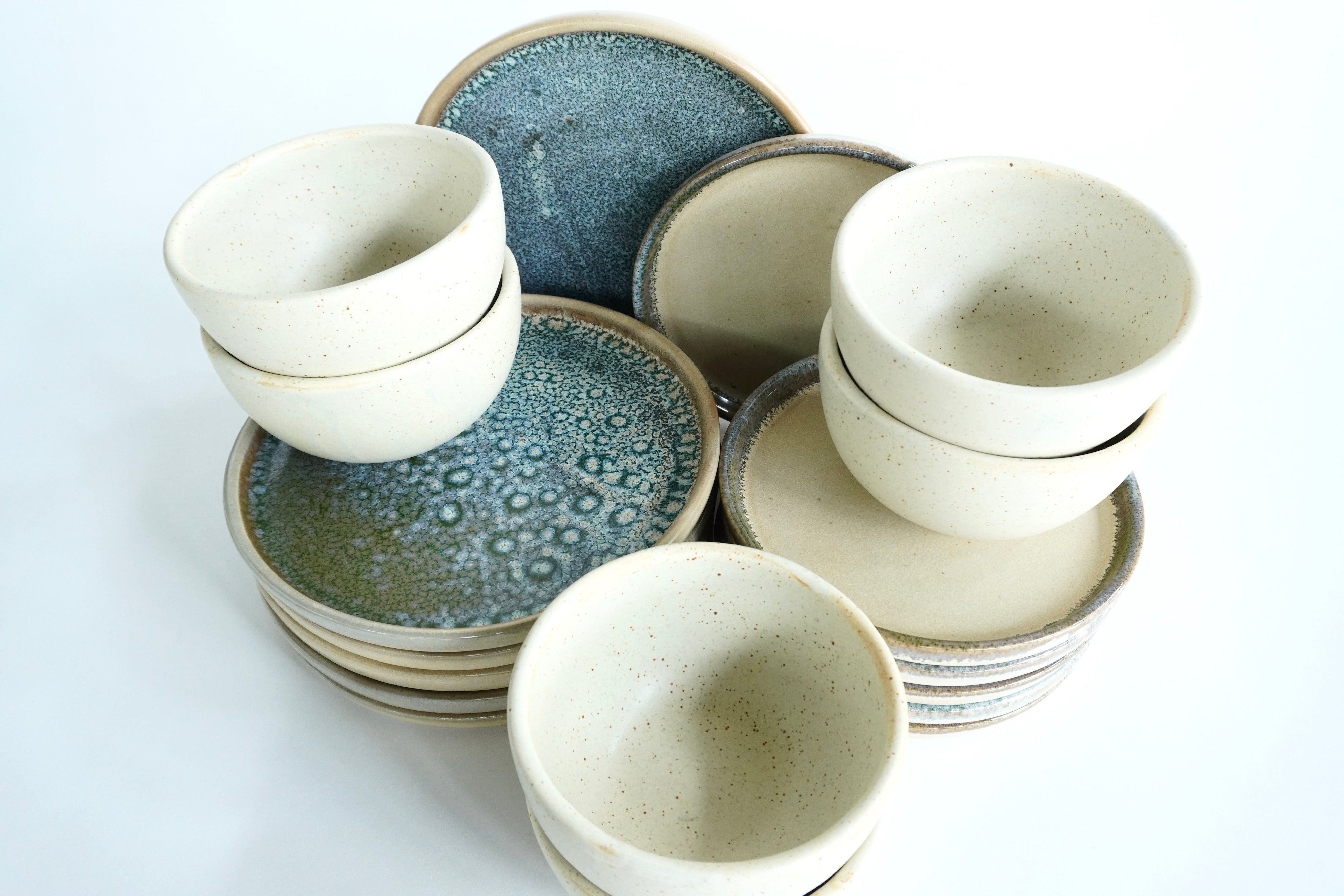 Arrecife & Arena blanca | Set de vajilla básica línea rústica para 6 personas