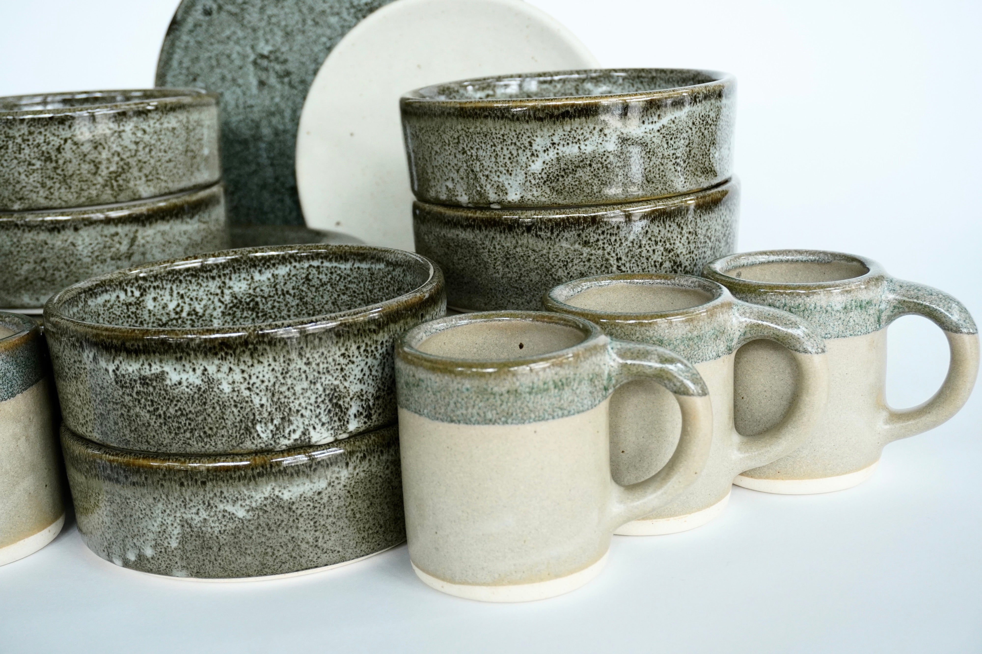 Bio & Arena blanca | Set de vajilla línea rústica para 6 personas (platos planos)