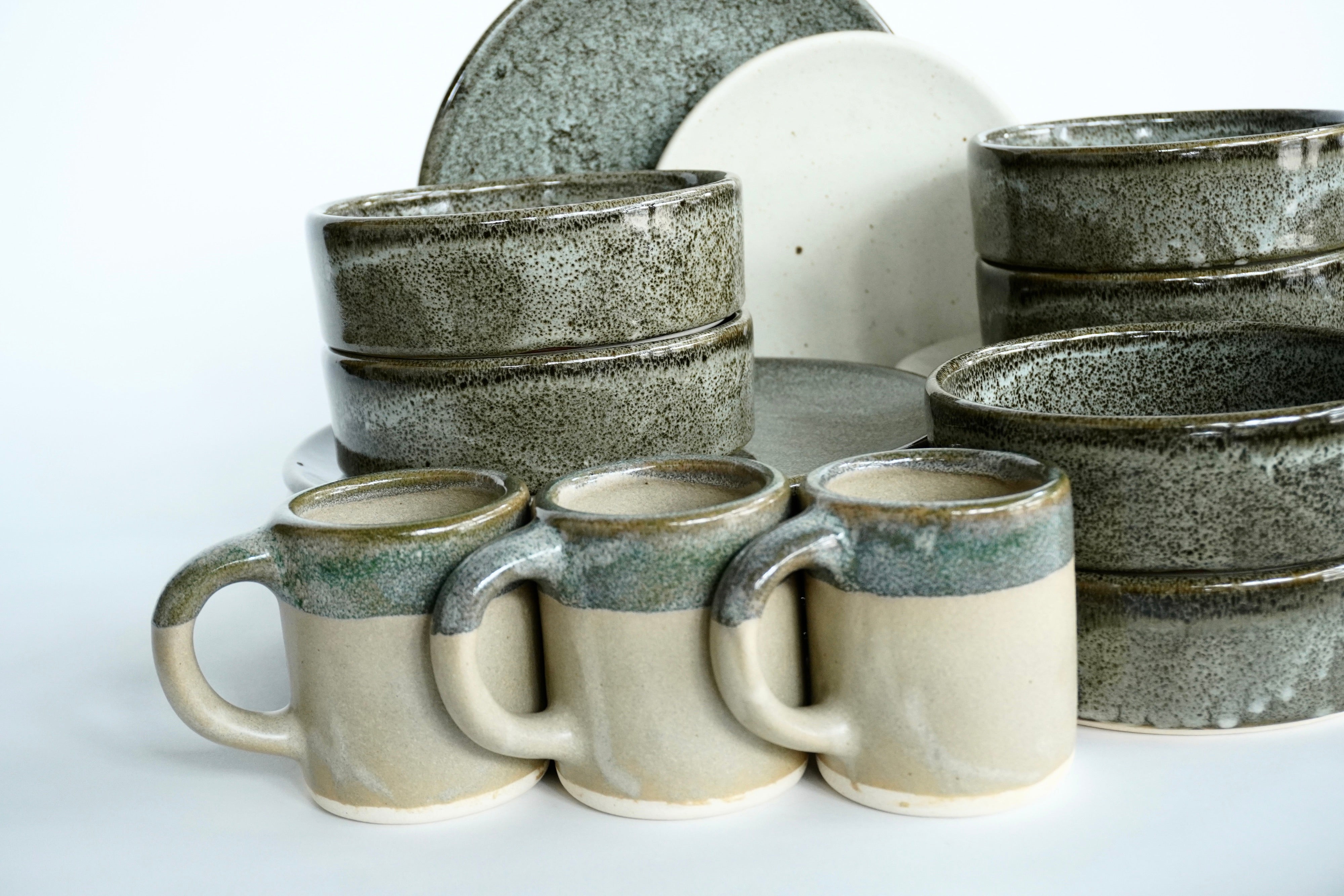 Bio & Arena blanca | Set de vajilla línea rústica para 6 personas (platos planos)