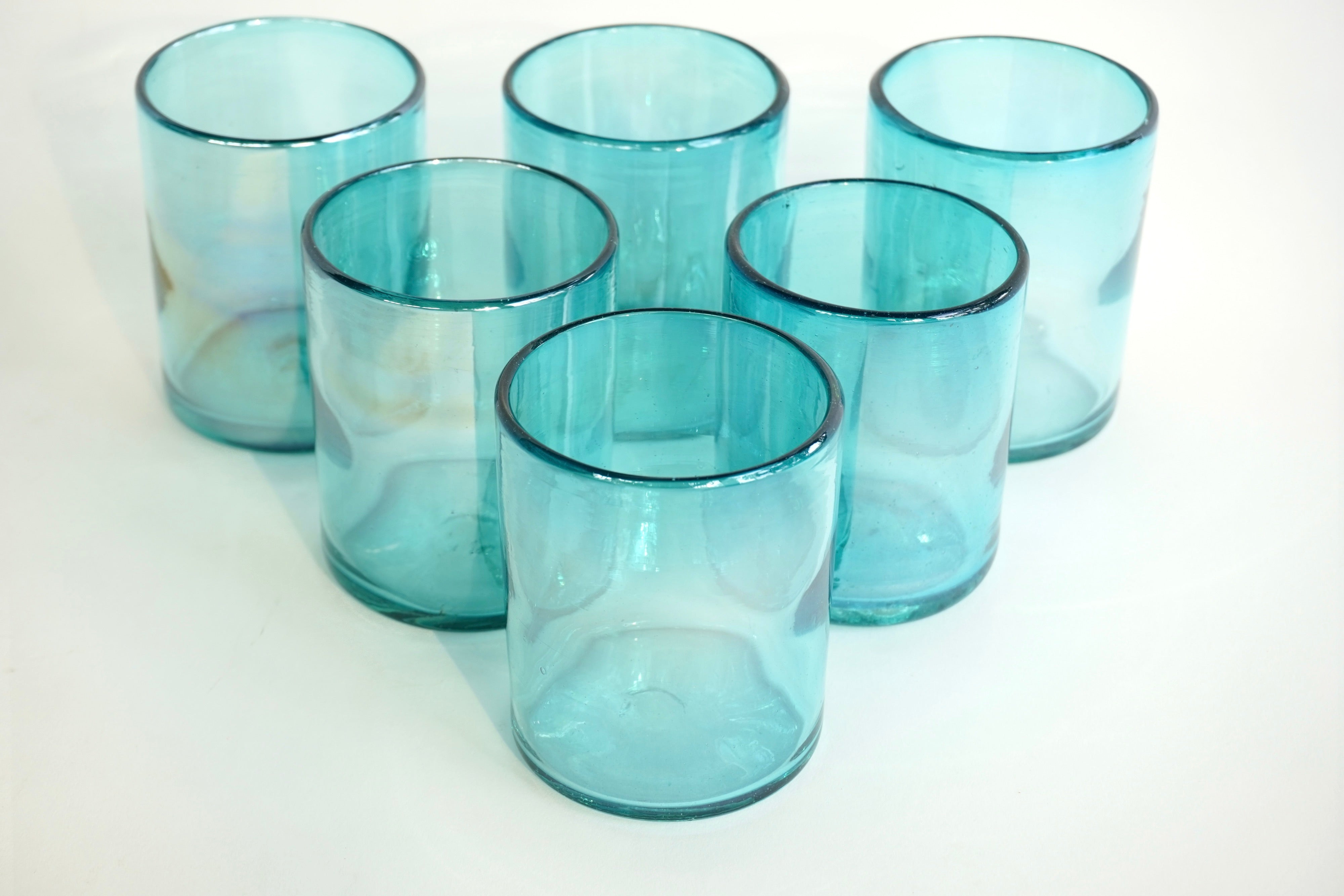 Turquesa | Set de 6 vasos de vidrio soplado