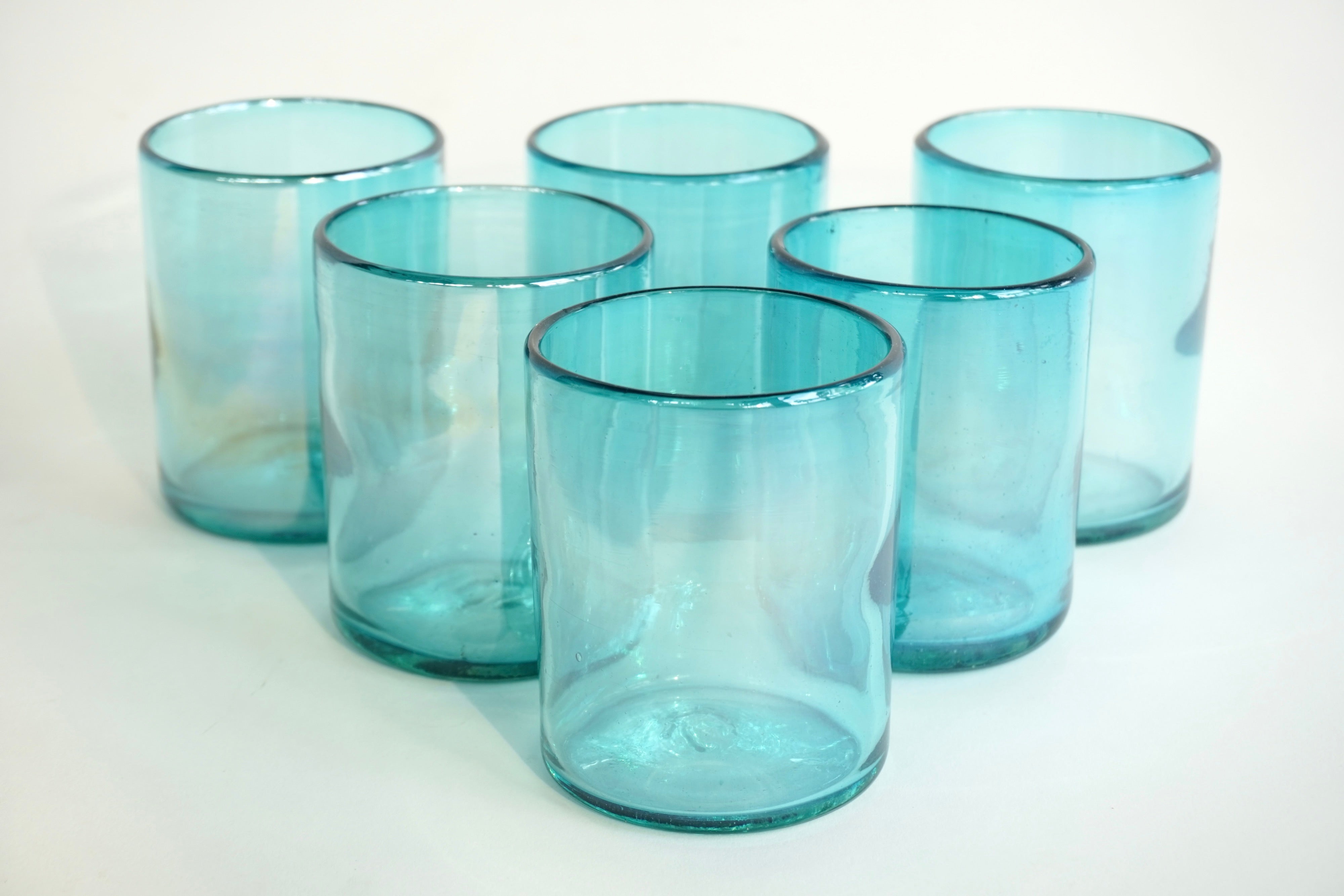 Turquesa | Set de 6 vasos de vidrio soplado