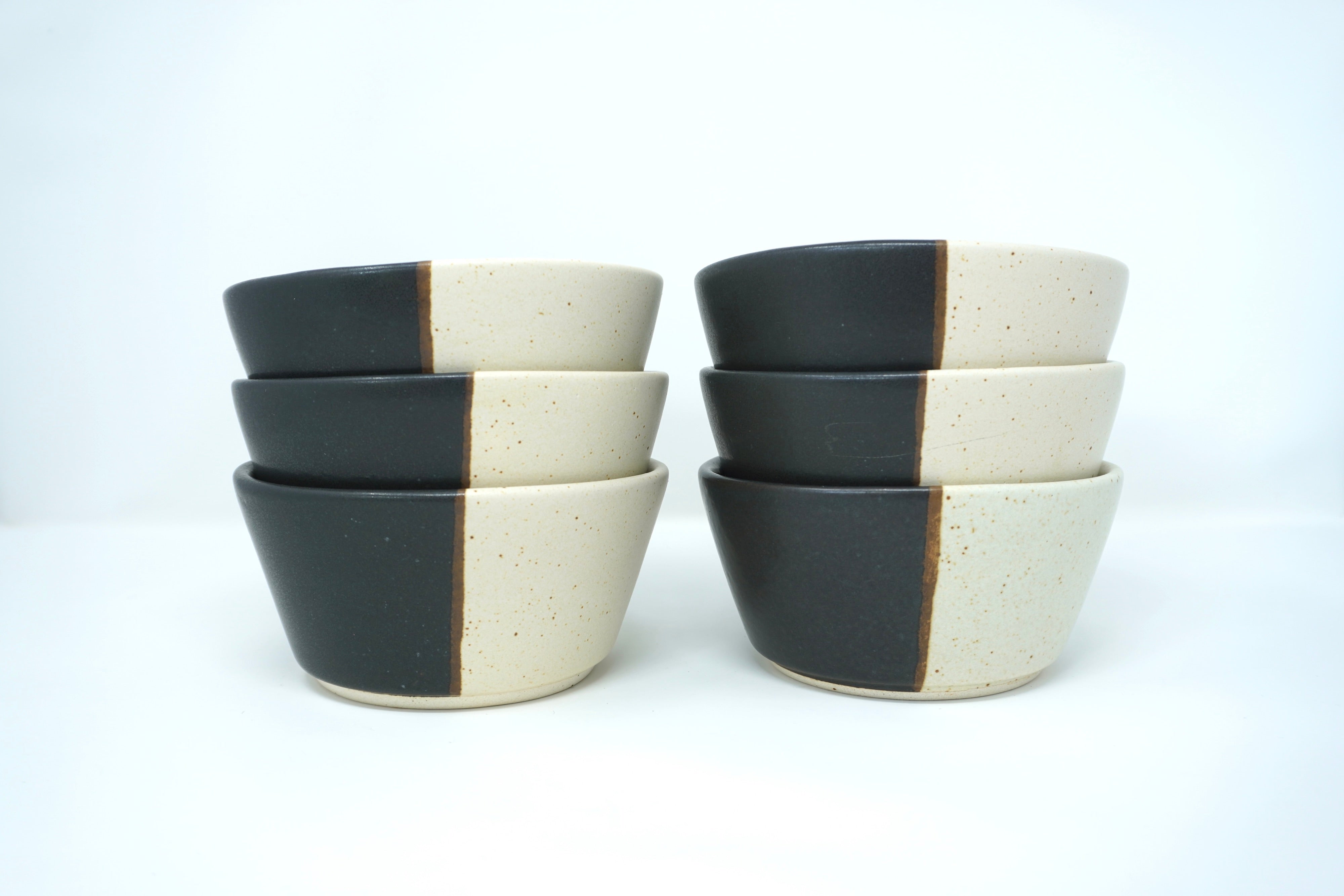 Duo Arena blanca & Piedra negra | Set de 6 bowls pozoleros línea rústica