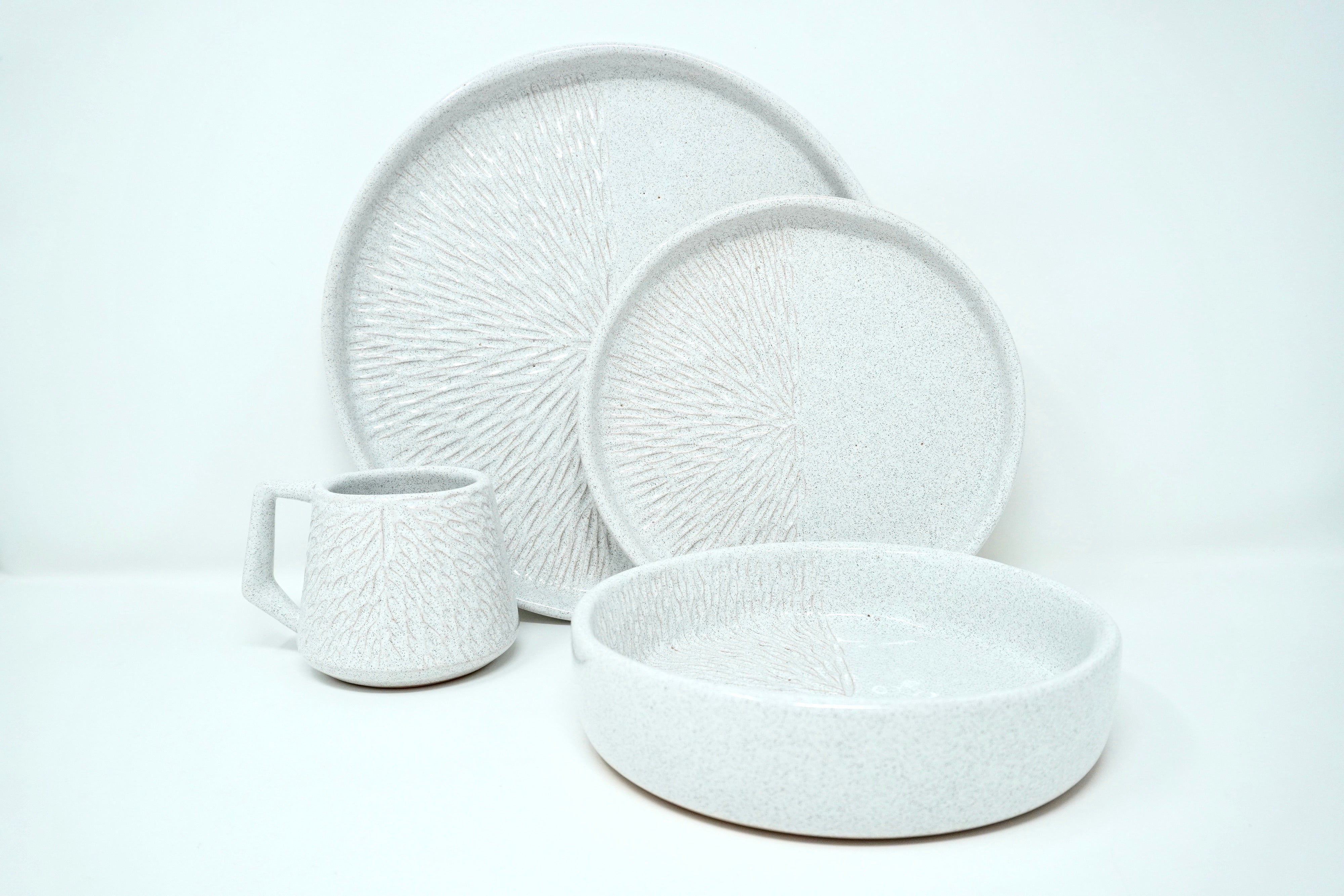 Labrada brillante | Set de vajilla línea clásica para 1 persona (con bowl con pared)