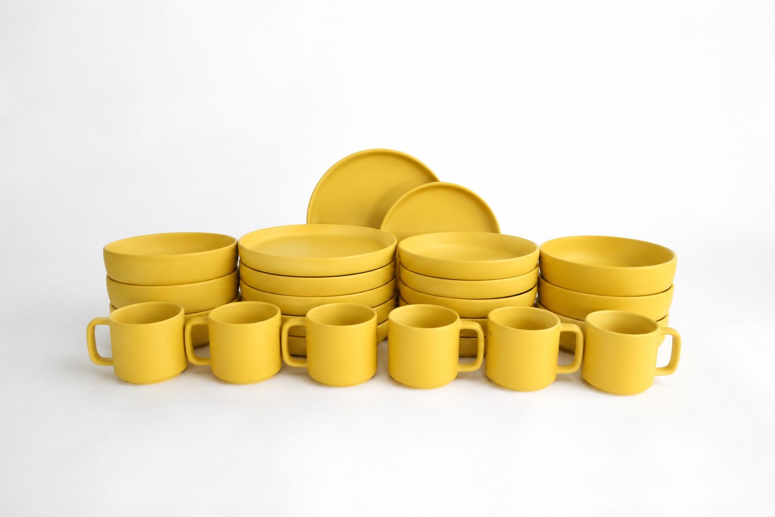 Itzea mate | Set de vajilla línea clásica para 6 personas (con platos trinche & bowls con pared)