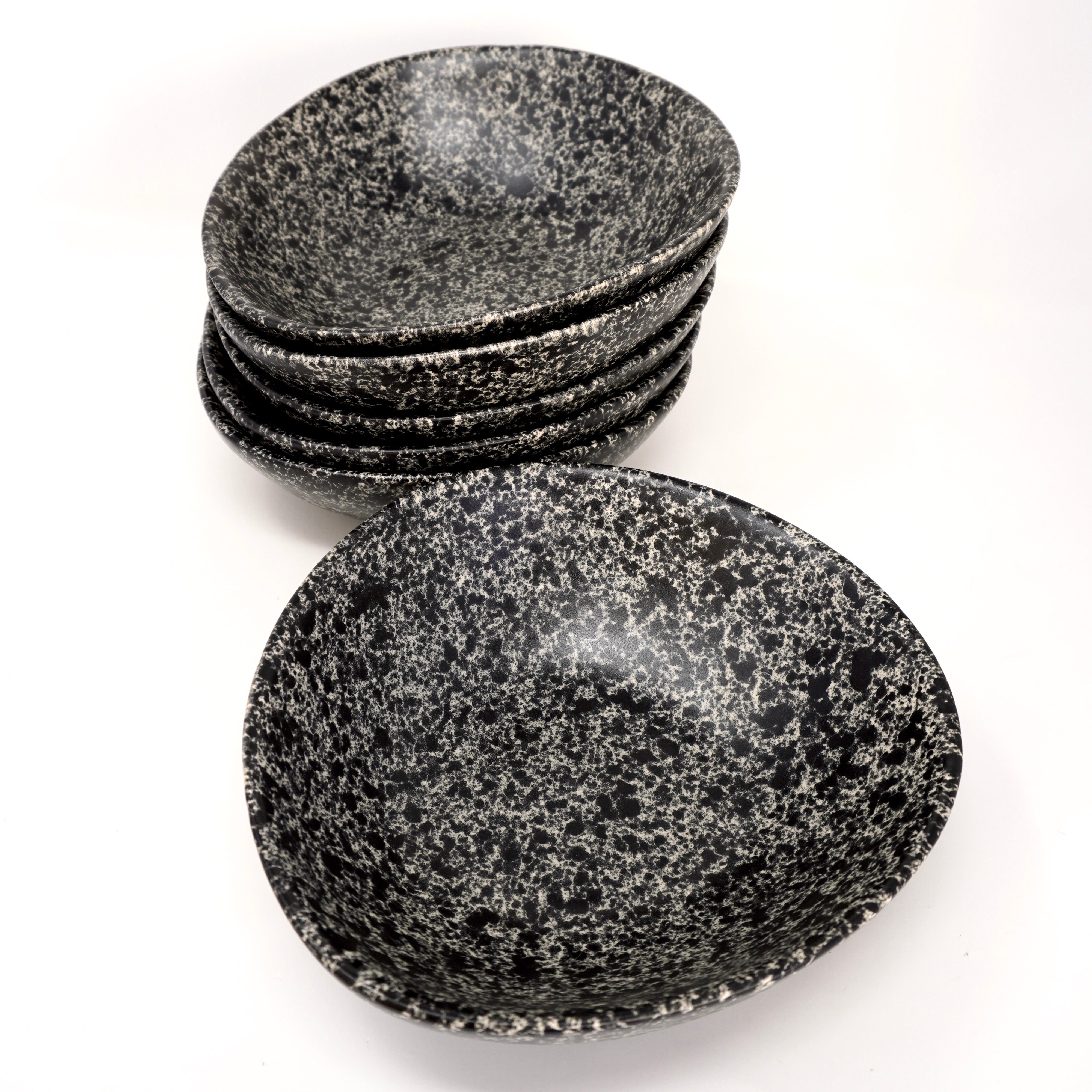 Black Grey Set de 6 Bowls Irregulares