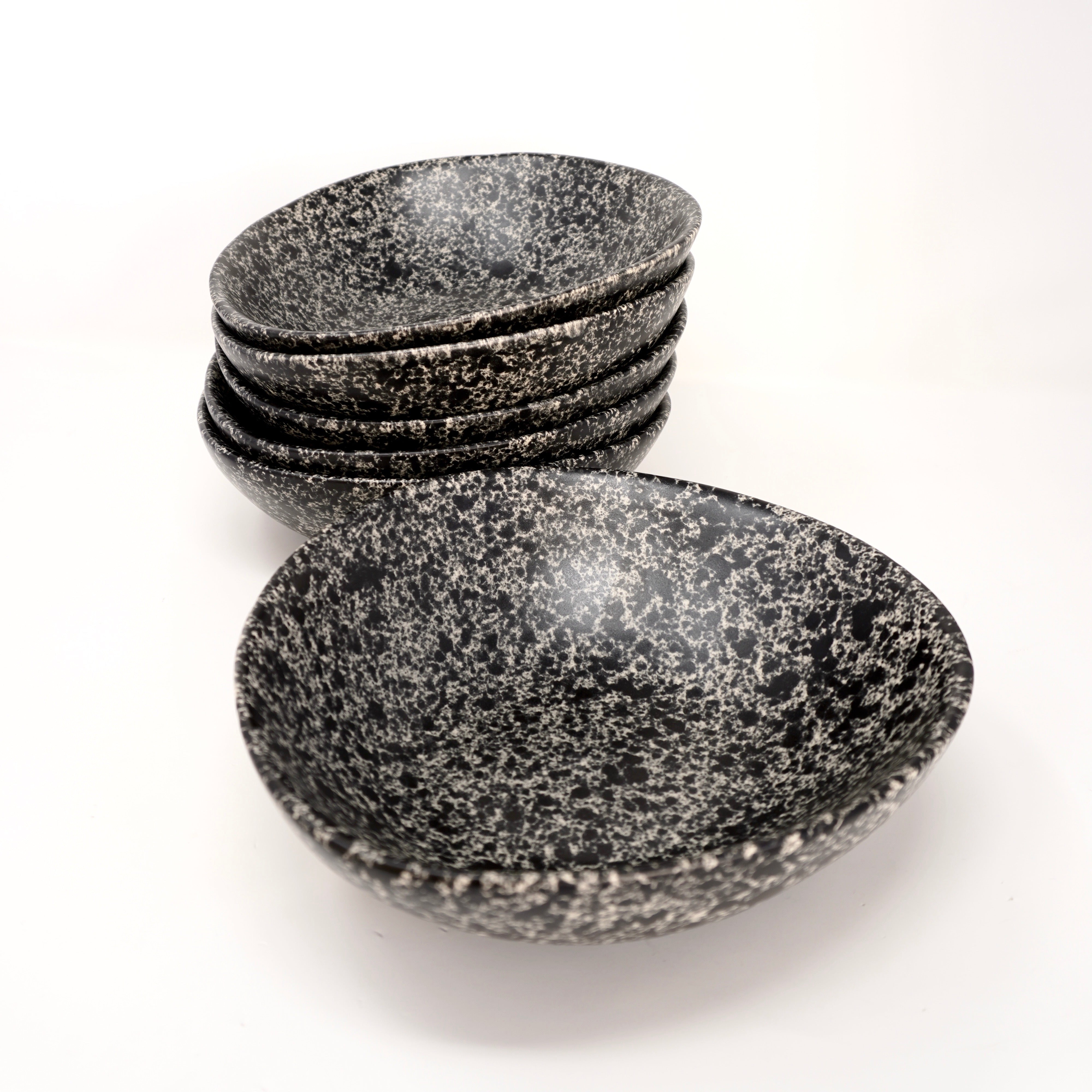 Black Grey Set de 6 Bowls Irregulares